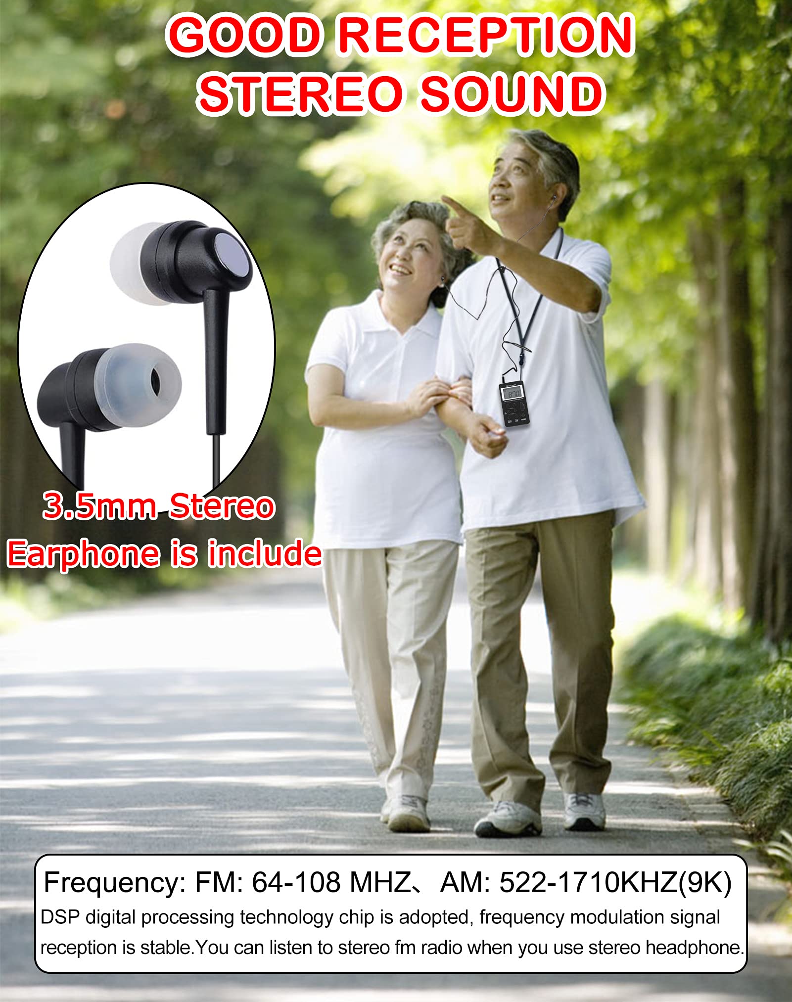 Hanrongda Portable Radio Am/Fm Walkman With Excellent Reception And Stereo Sound, Pocket Radios With 58 Preset Stations, Built I