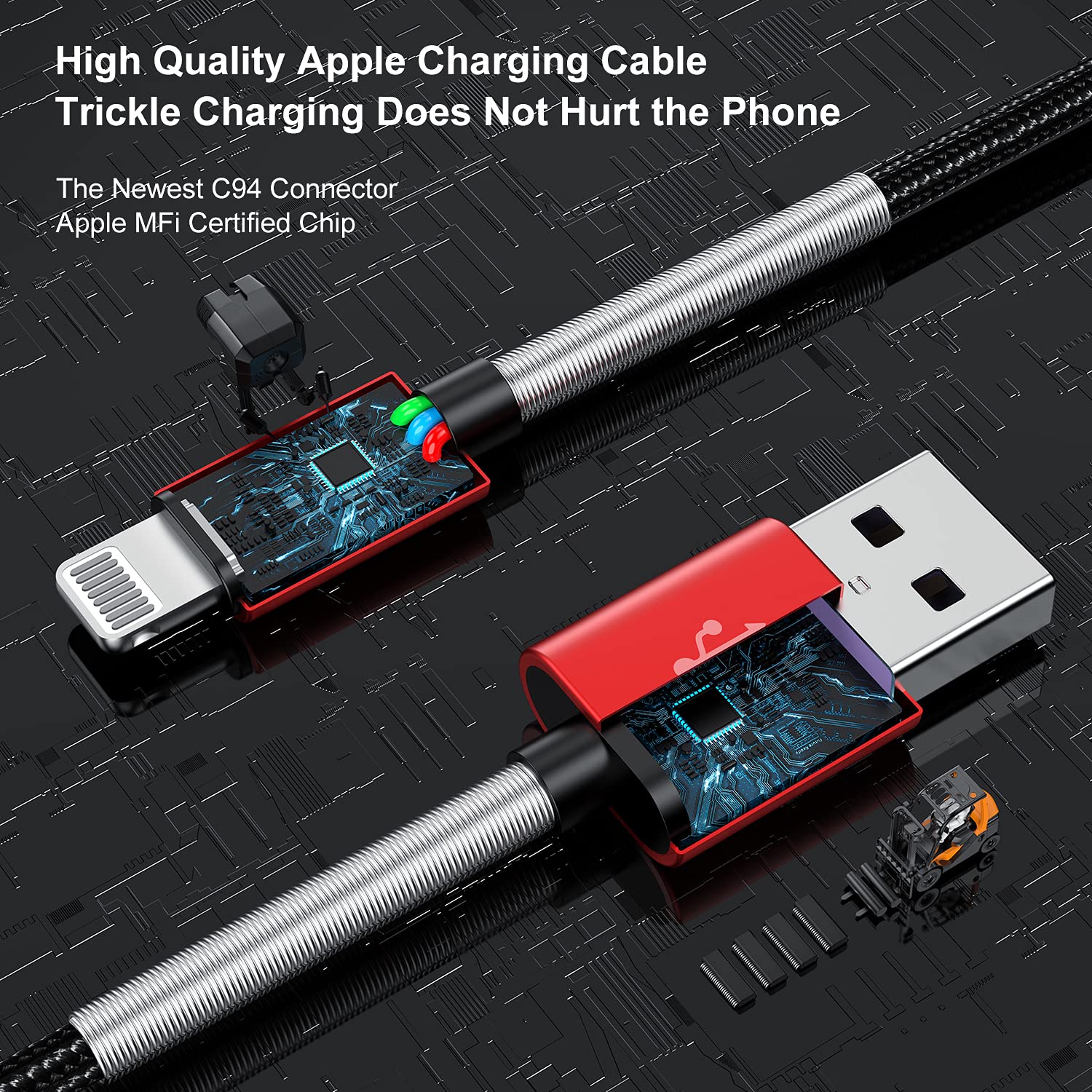 2Pack 10Ft Iphone Charger Cable, [ Apple Mfi Certified ] Long Lightning Cable 10 Foot, High Fast 10 Feet Apple Charging Cable Cord For Apple Iphone 14/14 Pro Max/13 Mini/12/11/Xs/Xr/8/7Plus/6S/5S Ipad
