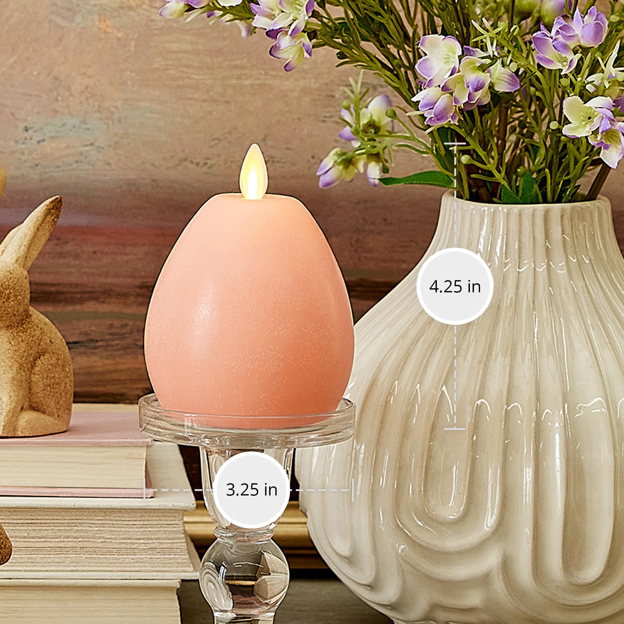 Luminara   Flameless Holiday Crystal Beads Glitter Sphere Candle   Chalky Mellow Peach   Pack Of 1 4X4.25   Auto Timer Built In