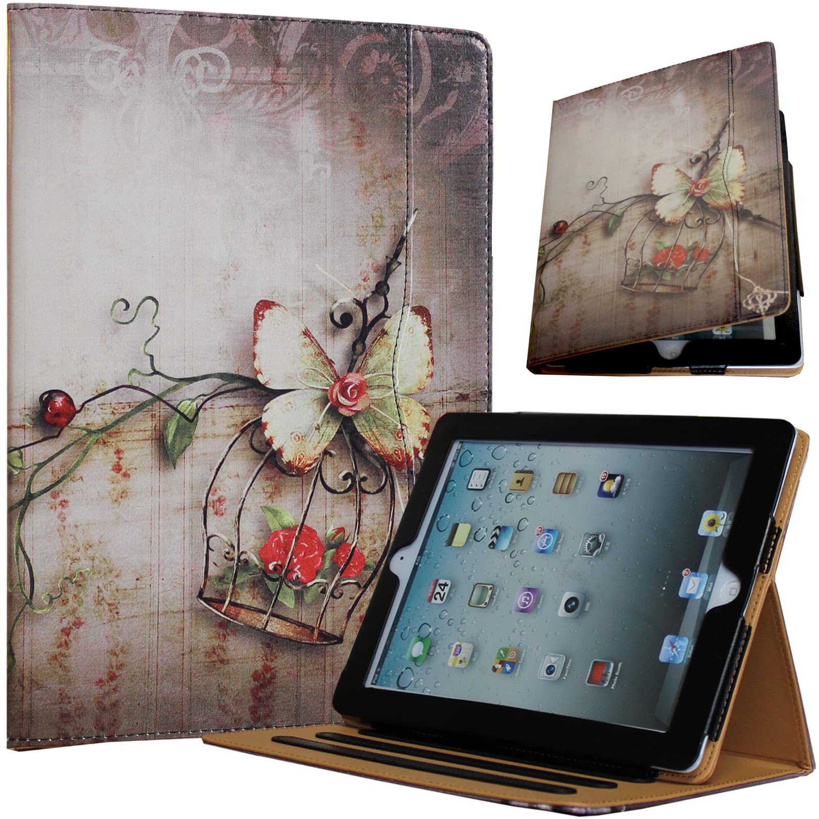 Jytrend Case For Ipad Air 11 Inch 6Th Gen(M2 2024) /10.9 Air 5Th /Air 4Th Generation, Folio Stand Magnetic Smart Cover With Pocket For Air 6/5/4 A2902 A2903 A2588 A2589 A2316 A2324 (Butterfly Flower)