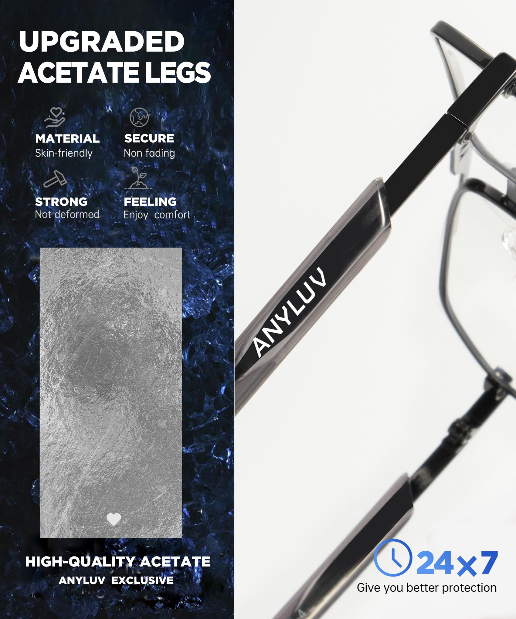 Anyluv Blue Light Glasses Men Blue Light Blocking Glasses: Mens Bluelight Glasses Computer Screen Blocker Eyes Protection Clear