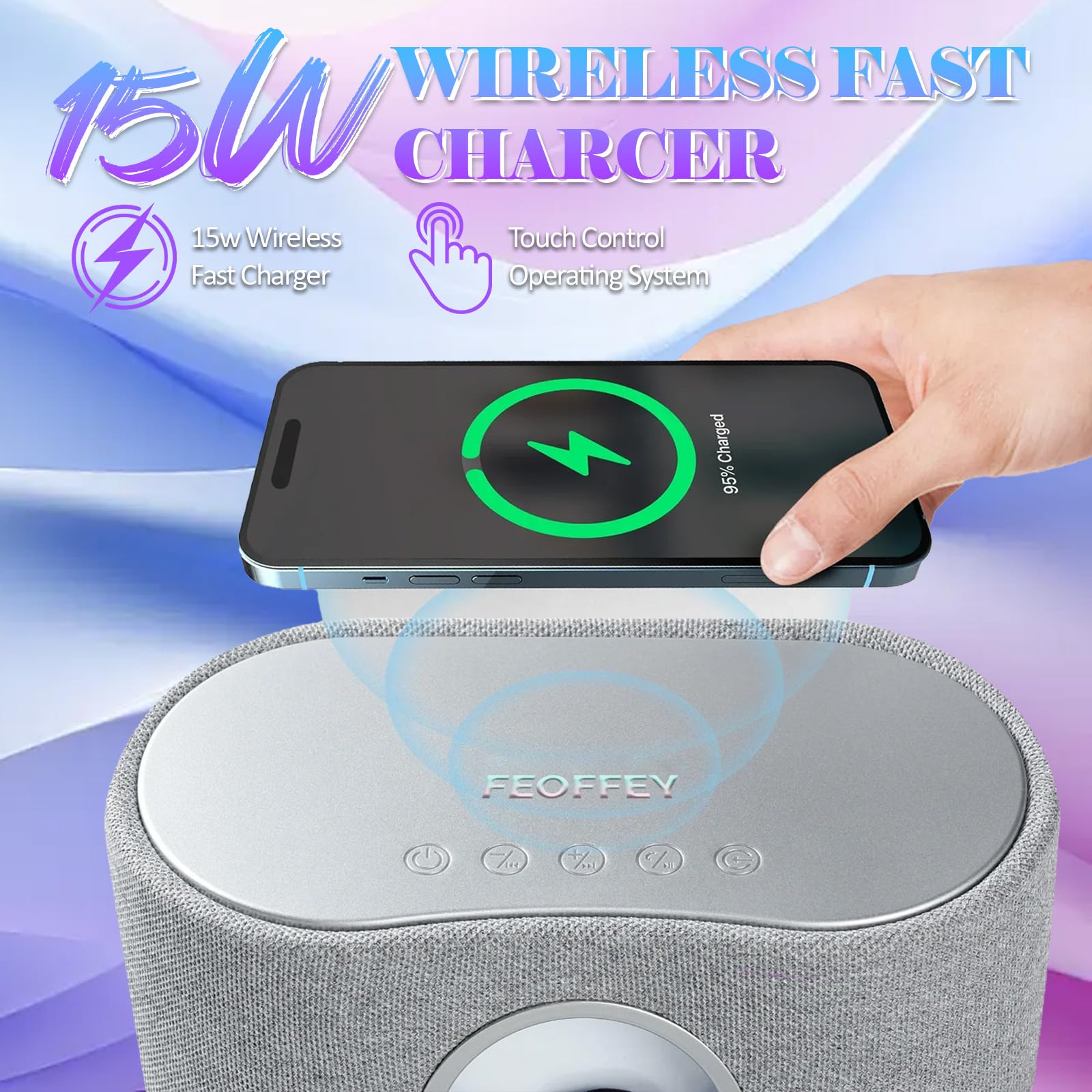 Magnetic Fluid Speaker,Dancing Ferrofluid Speaker With Music Visualization Touch Control Stereo Sound + 3 Modes + 15W Wireless C