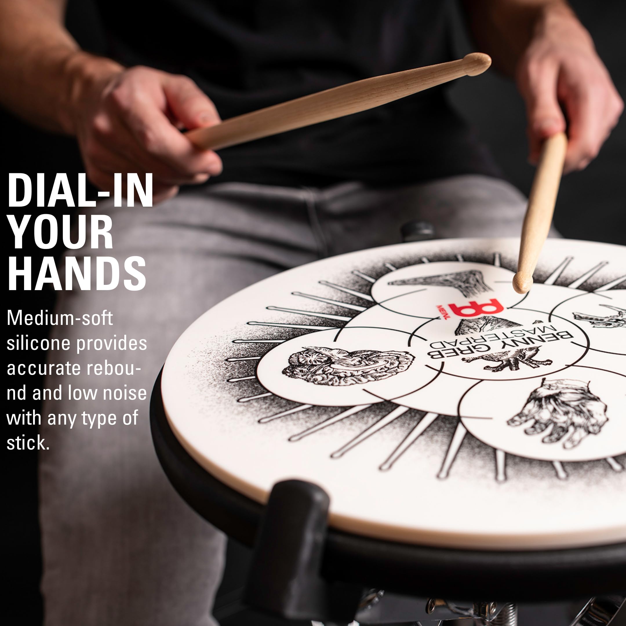 Meinl Cymbals Artist Series 12'' Drum Practice Pad, Benny Greb Signature Masterpad, Silicone   Medium Rebound And Controlled Vol