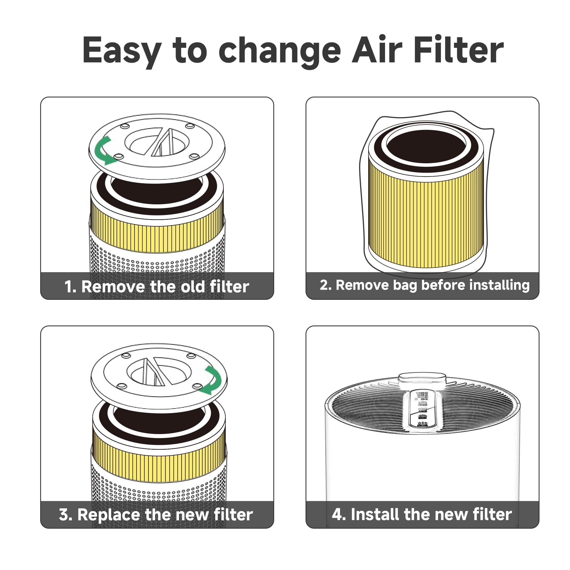 Fcfmy 4 Packs Ac400 Pet Care Replacement Filters Compatible With Purivortex Ac400 Air Cleaner Purifier, With H13 True Hepa And A