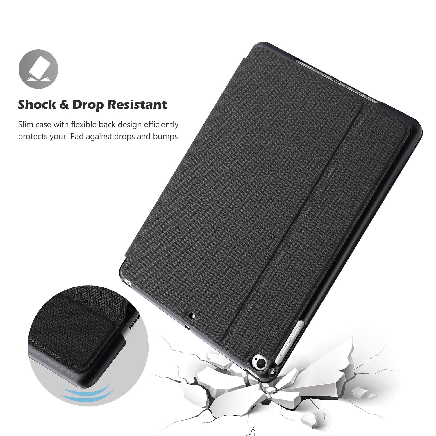 Procase Smart Cover For Ipad 9.7 (2018 & 2017, Old Model) / Ipad Air 2 / Ipad Air Case, Slim Stand Protective Folio Case For Ipad 9.7 Inch 5Th/6Th Generation, Also Fit Ipad Air 2 / Ipad Air  Black