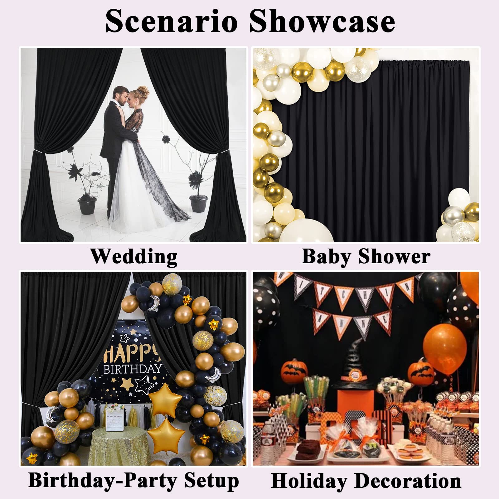 10X10Ft Black Backdrop Curtains For Parties   Black Backdrop Curtain For Baby Shower Birthday Photo Home Party Backdrop Curtains