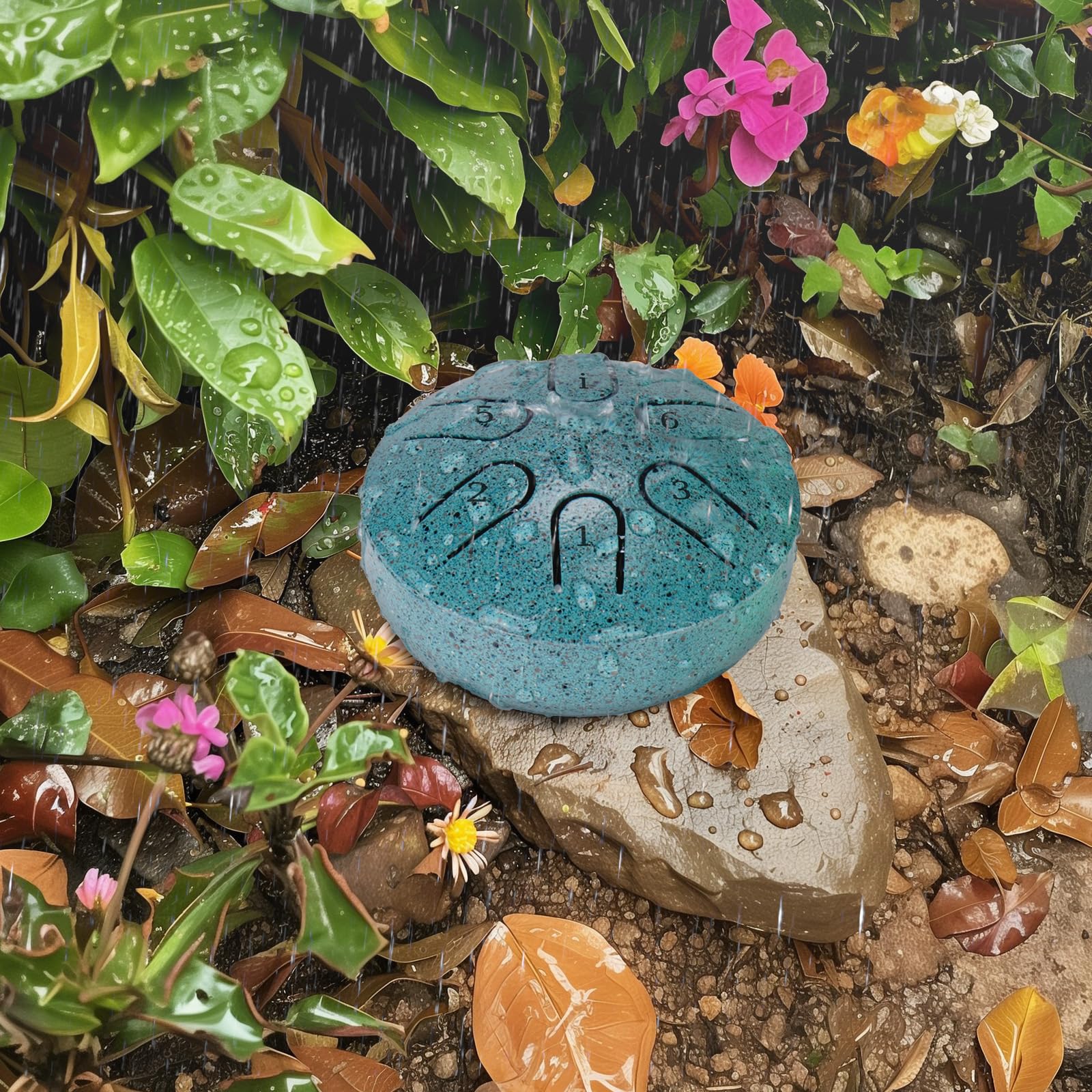 Baborui Upgraded Non Waterlogging Rain Drum   Mini Outdoor Steel Tongue Drum Rain Chime (Malachite)