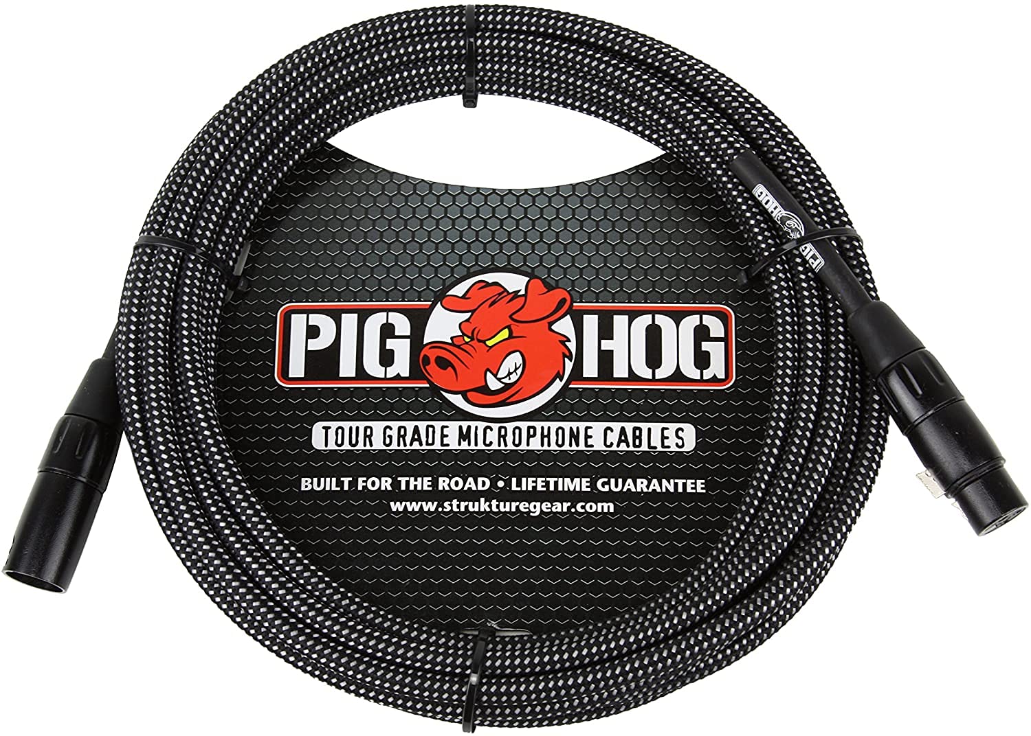 Pig Hog Phm20Bkw Black/White Woven High Performance Xlr Microphone Cable, 20 Feet