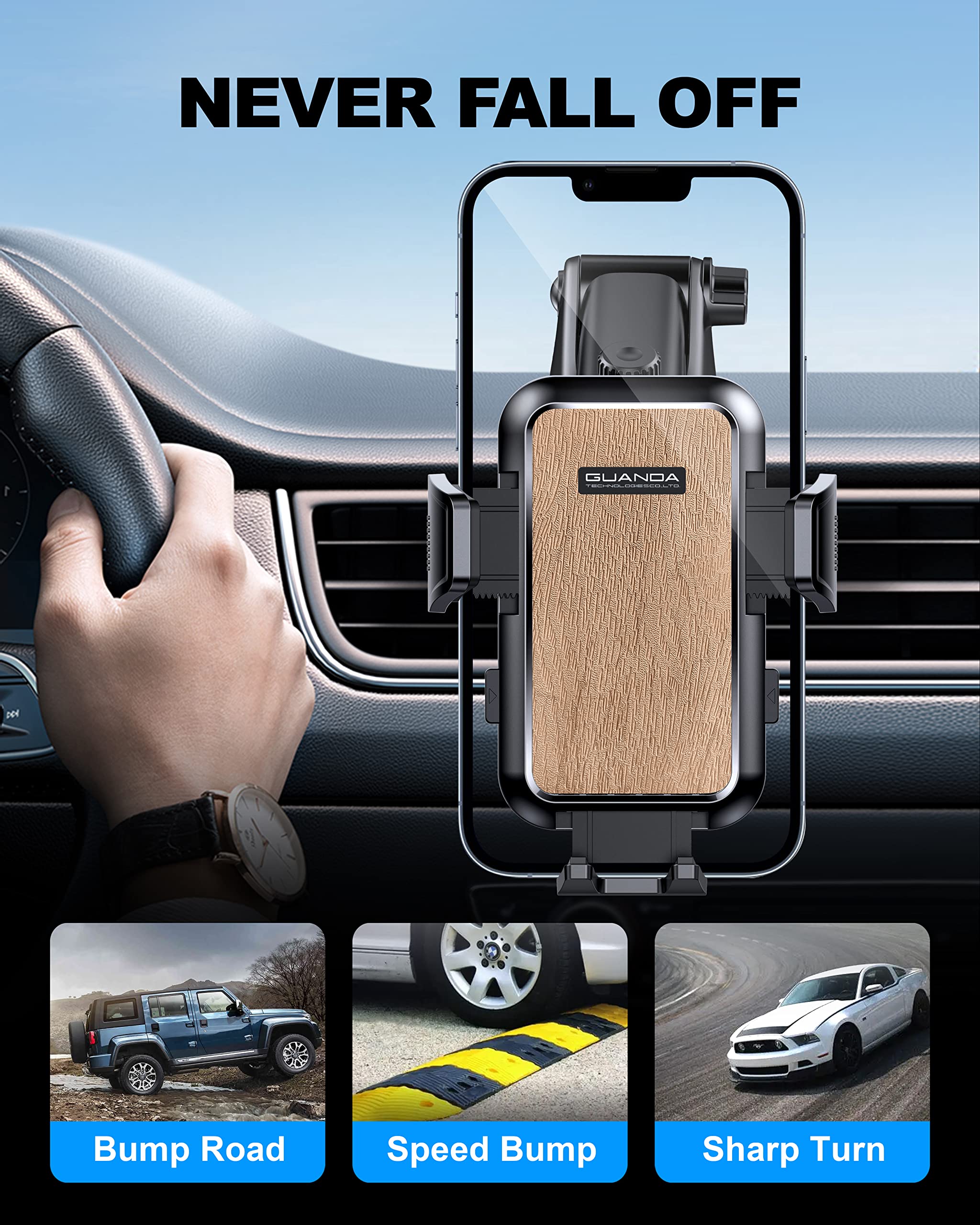 ?2023 Strongest? Military Grade Phone Stand, Hands Free Cell Phone Holder Car For Dashboard Windshield Desk, Truck Phone Mount H