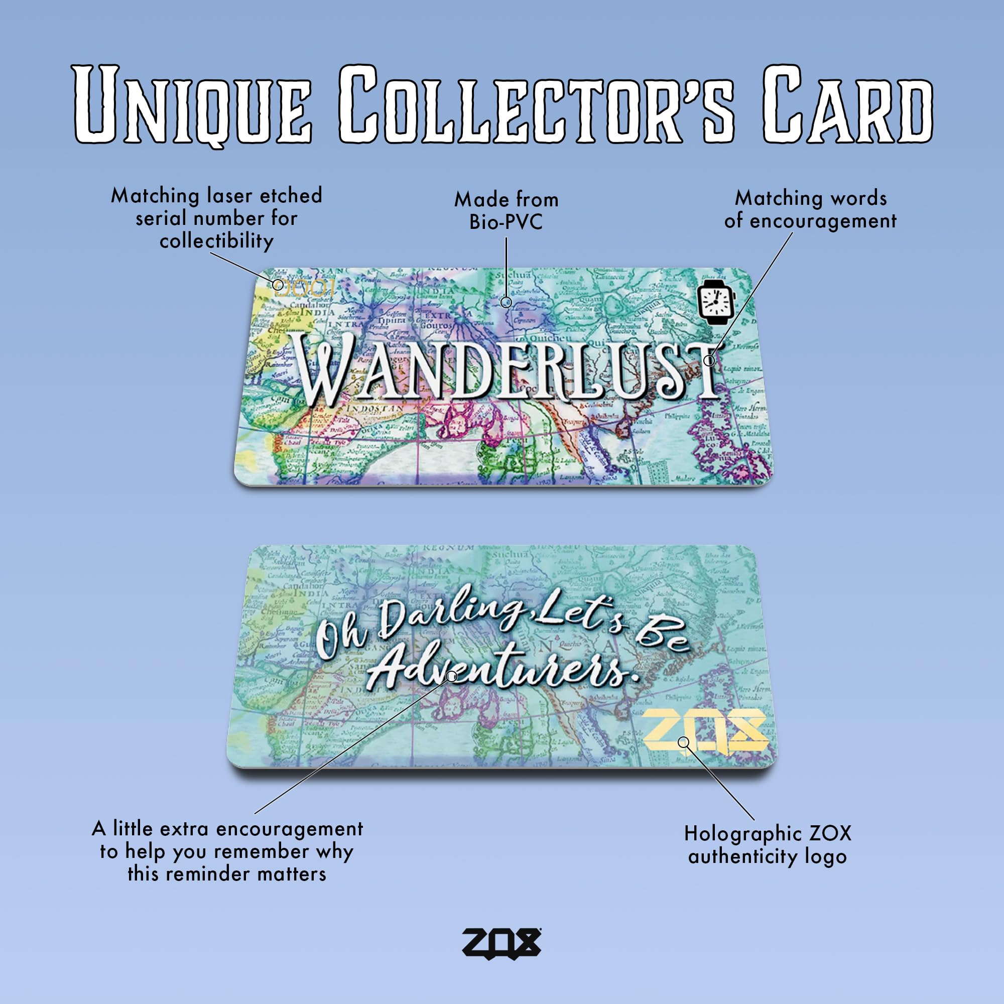 Zox Android Smart Watch Band - Wanderlust | Soft, Adjustable Elastic Band With Motivational Affirmations And Beautiful Artwork -