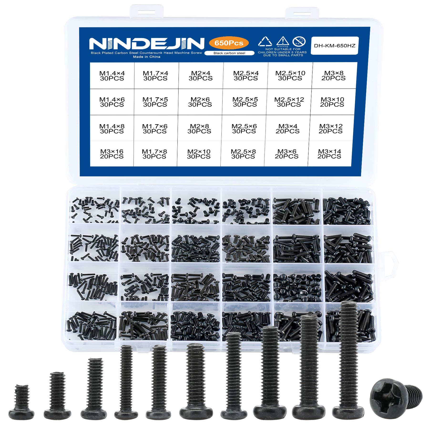 Nindejin 650 Pcs Laptop Screws Kit, Replacement Computer Notebook Miniature Screws, M1.4 M1.7 M2 M2.5 M3 Laptop Motherboard Roun