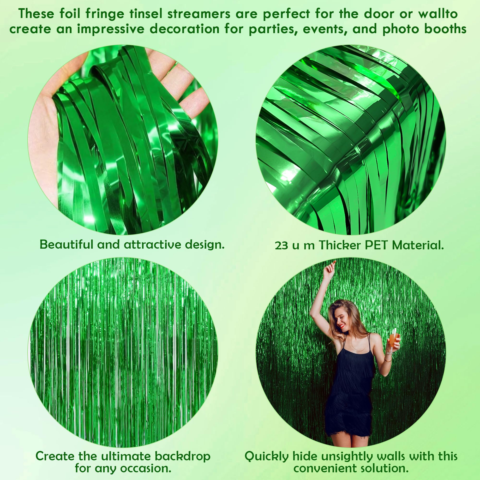 Ohome Green Party Backdrop Streamers   Green Party Decorations | Hawaiian Party Decorations | Green Birthday Decorations | Luau