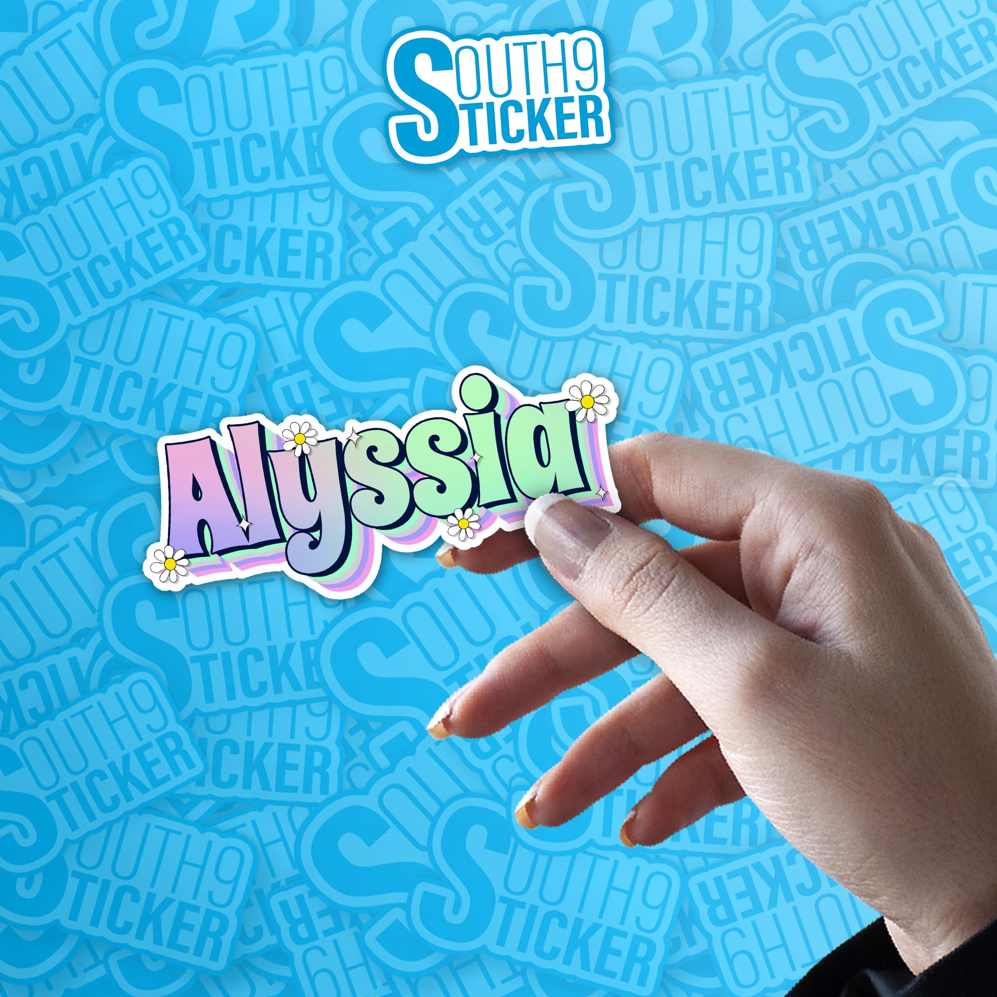 Custom Name Sticker, Personalized Sticker, Custom Sticker, Hippie Sticker, Retro Vintage Style Waterproof Die Cut Vinyl Stickers