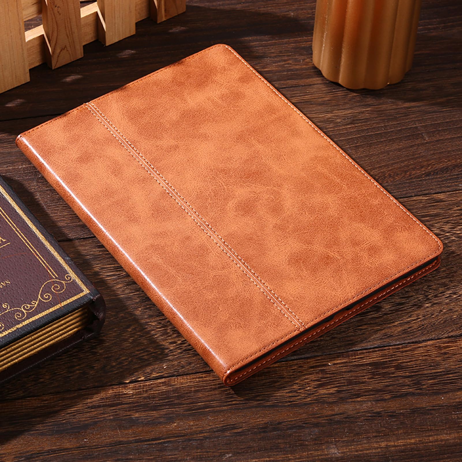 Nanruil For Ipad Case 10.2 Inch 9Th/8Th/7Th Gen Genuine Leather Cover Protective Shell For 2021/2020/2019,Auto Wake/Sleep.Brown