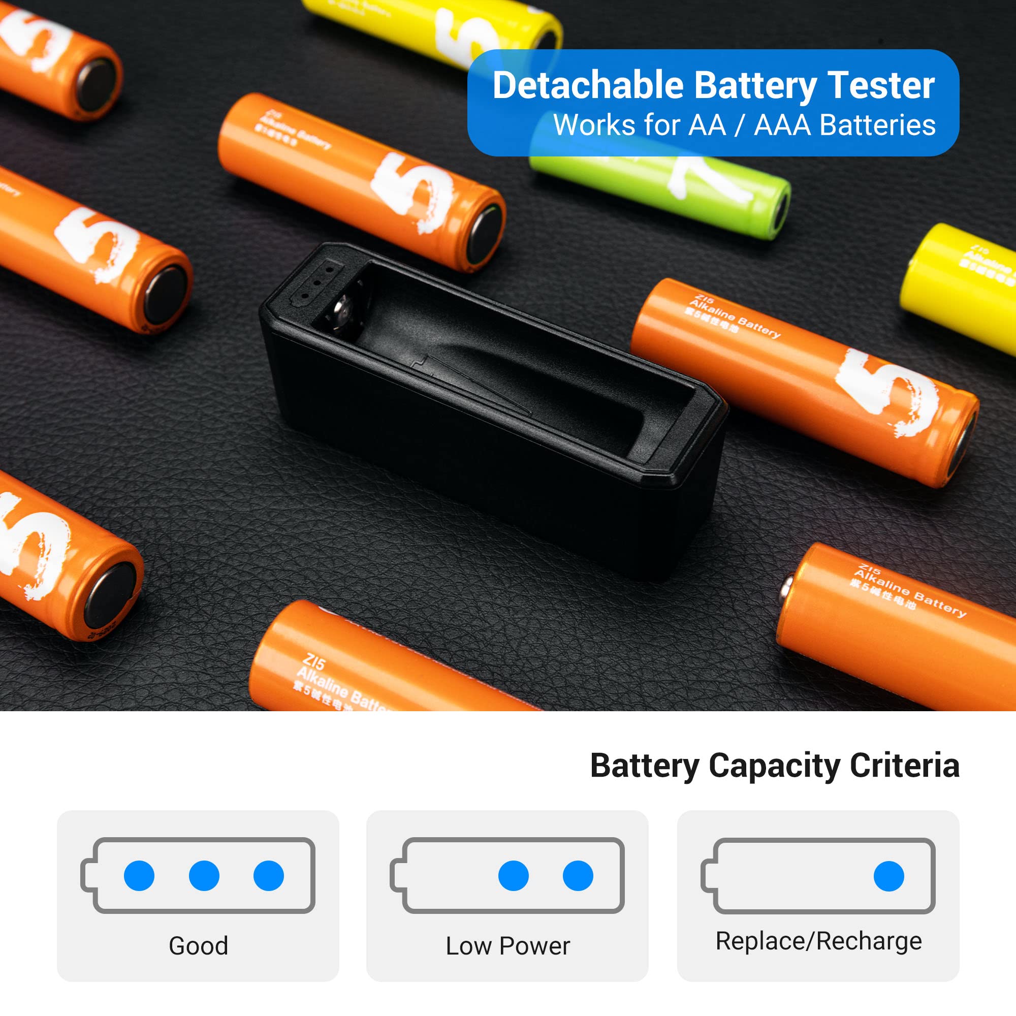 Aa Aaa Battery Storage Case Holder With Battery Tester, Battery Organizer Container For 8 Double A & 2 Triple A Battery, Compact