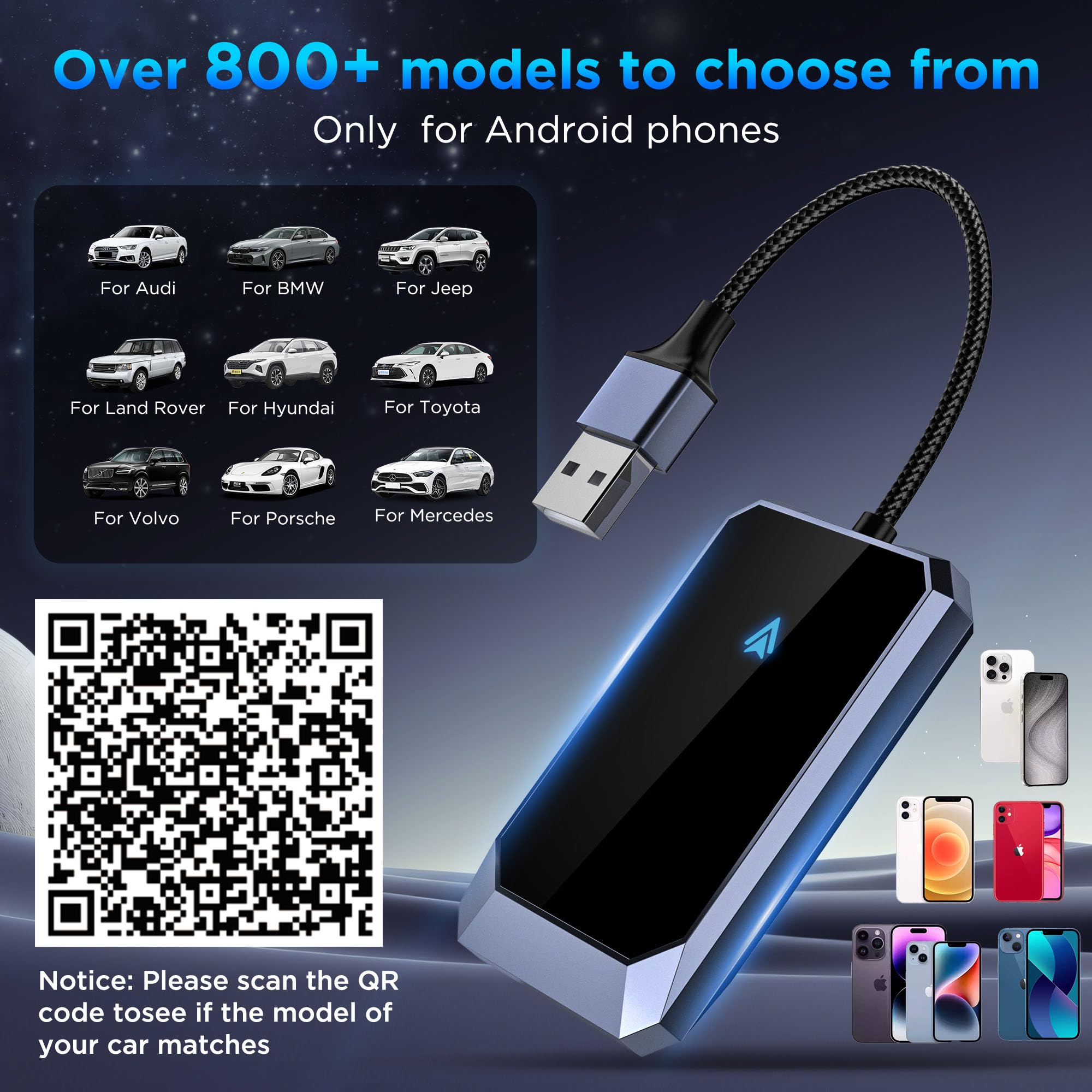 Android Auto Wireless Adapter For Factory Wired Android Auto   Instant Connection, Converts Wired To Wireless, Compatible With A