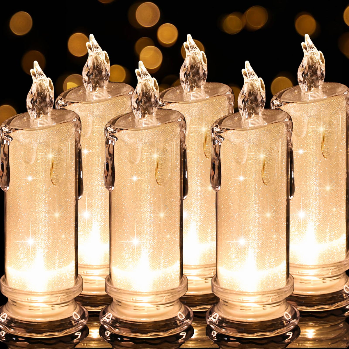 6Pcs Led Candles (D:2.5'' X H:7''),Pillar Fake Candles, Flameless Candles Battery Operated/Batteries Included, Velas Artificiale