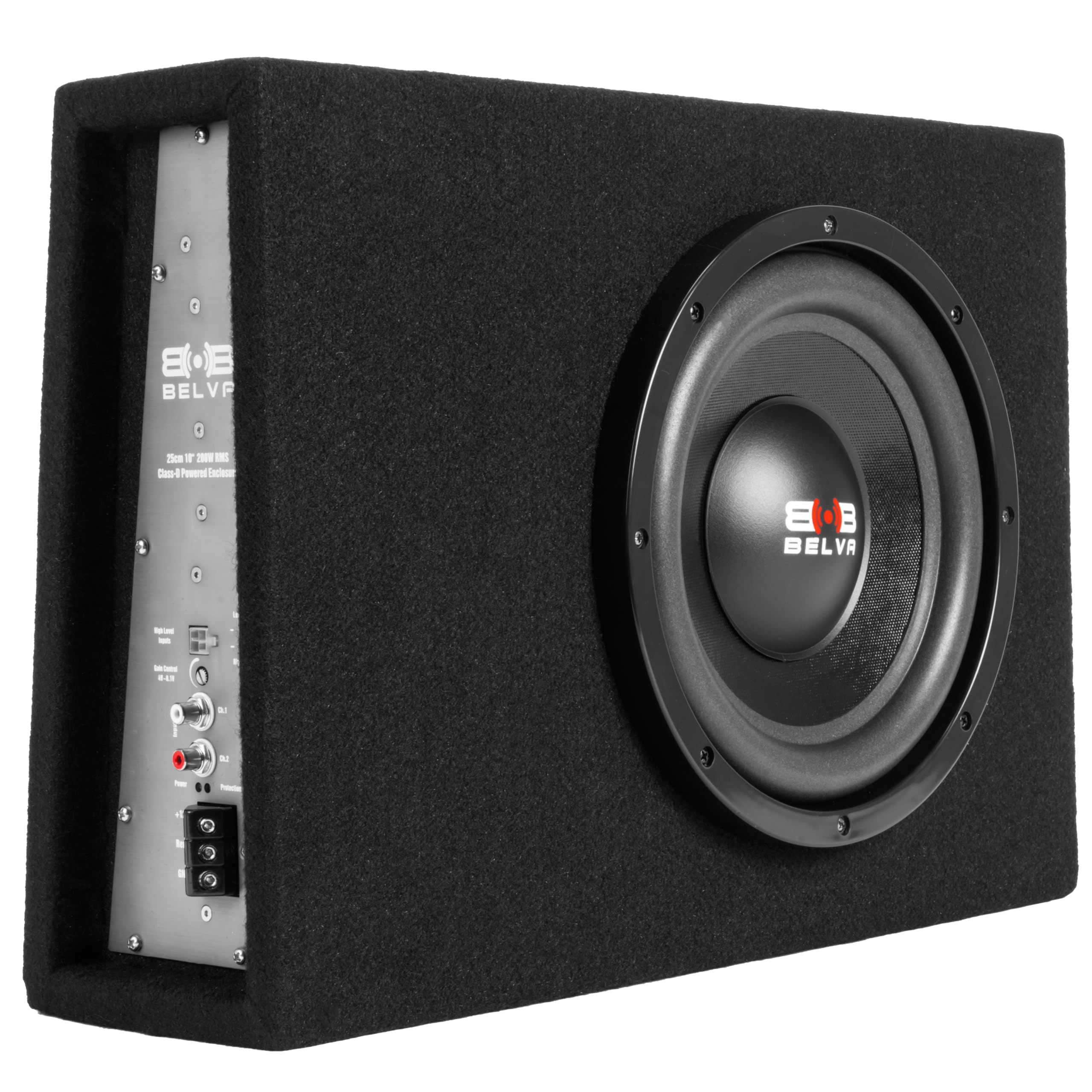 Belva Bpkg10T 600W Peak 10' Shallow Mount Angled Amplified Loaded Subwoofer Enclosure