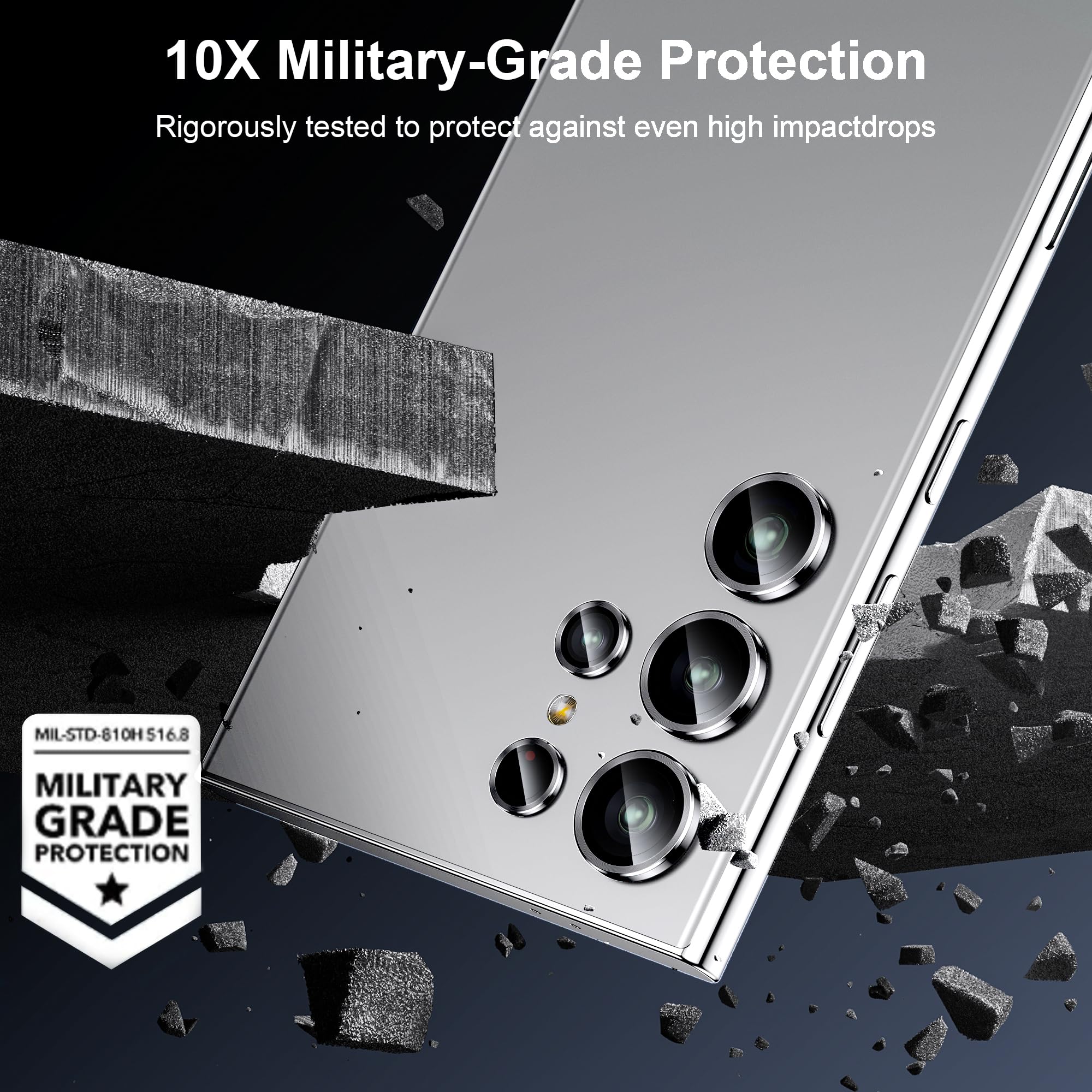 Wsken For Samsung Galaxy S24 Ultra Camera Lens Protector, Ultra Thin Scratch Resistant 9H Tempered Glass With Aluminum Metal Cir