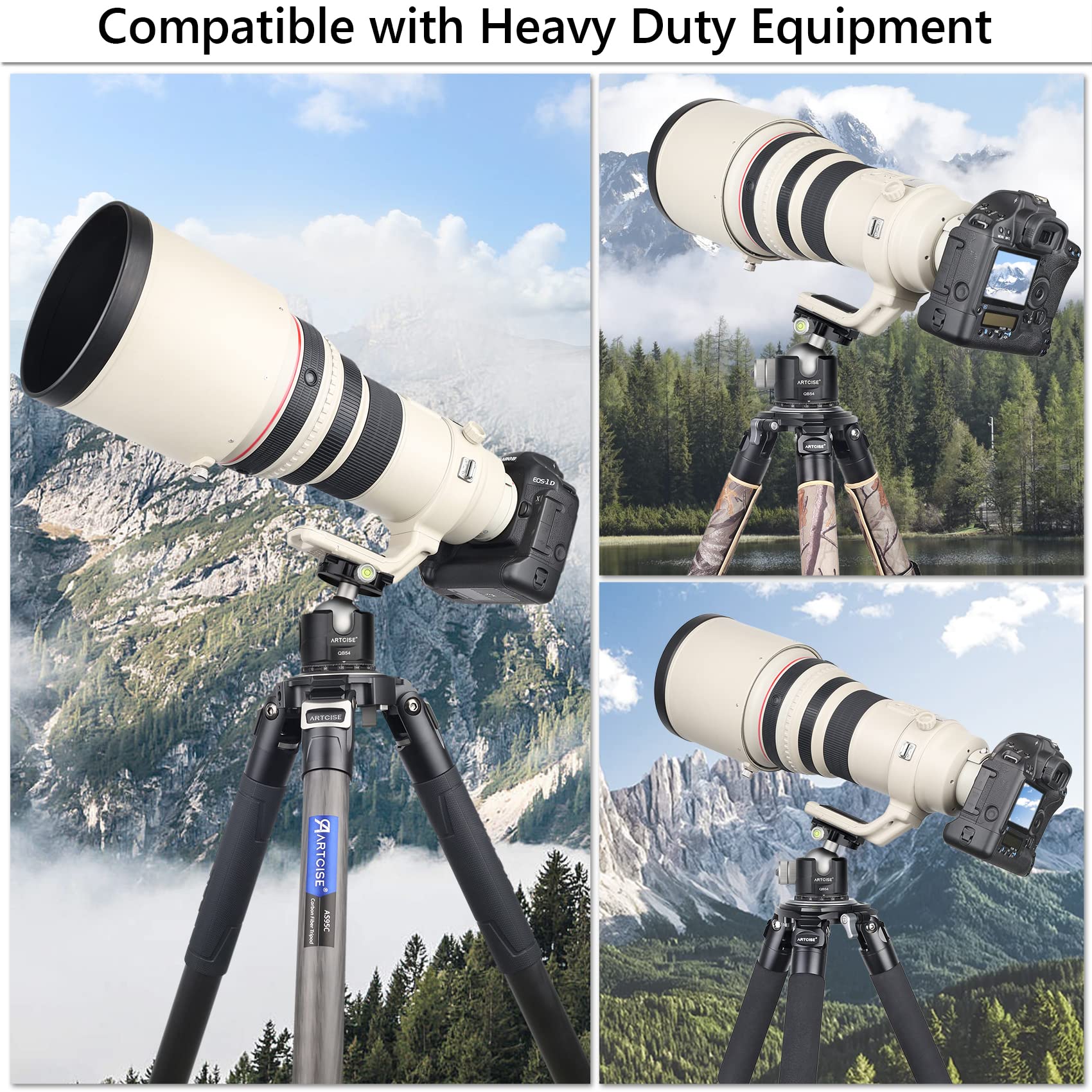 Low Profile Ball Head Unique 54Mm Ball 360 Panoramic Tripod Head Cnc Aluminium Alloy Metal Ball Head Arca Swiss Quick Release Plate Max Loading 77Lbs/35Kg