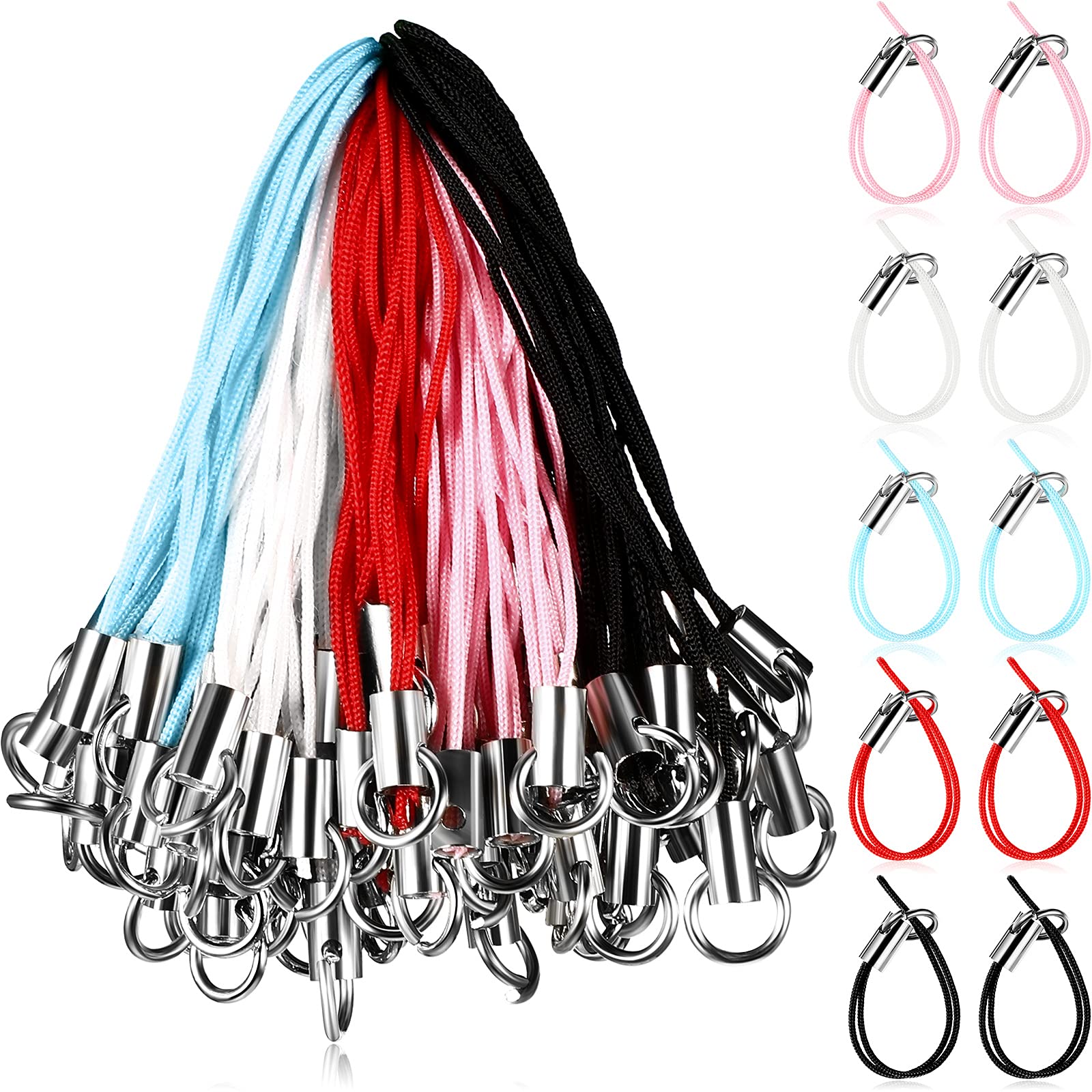100 Pieces Cell Phone Split Ring Strap Phone Charm Cords Cellphone Lariat Lanyard Manual Doll Lanyard Decorations For Phone Usb