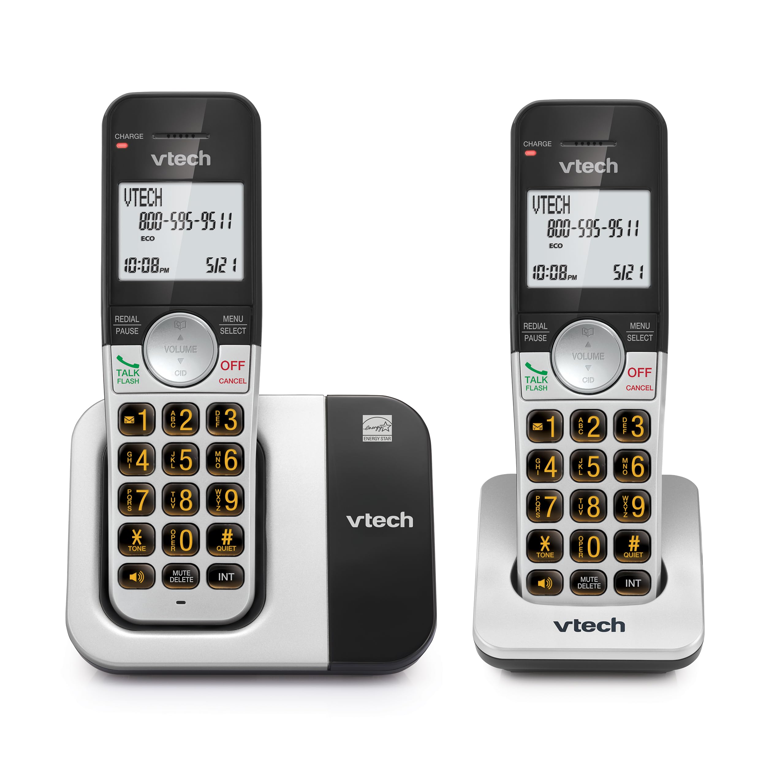 Vtech Cordless Phone 2 Handset With Large Display And Big Buttons, Dect 6.0 With Caller Id/Call Waiting, Full Duplex Speakerphon