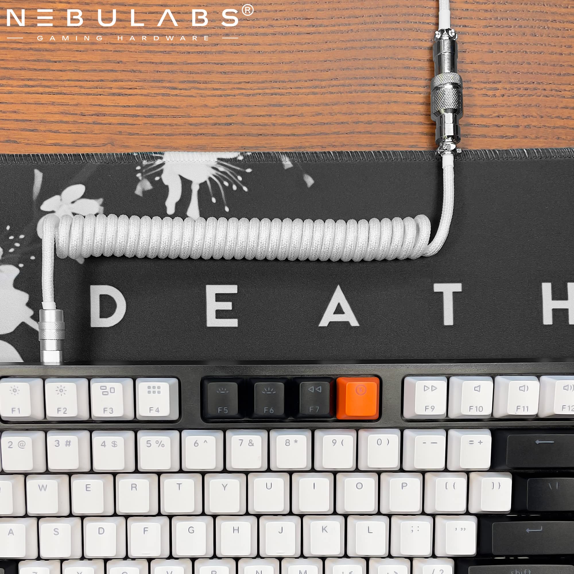 Nebulabs 5Ft Keyboard Cable Gaming Pcs Mechanical Aviator Classic Coiled Cable Usb-C Cable, Customized Plug With Detachable Con