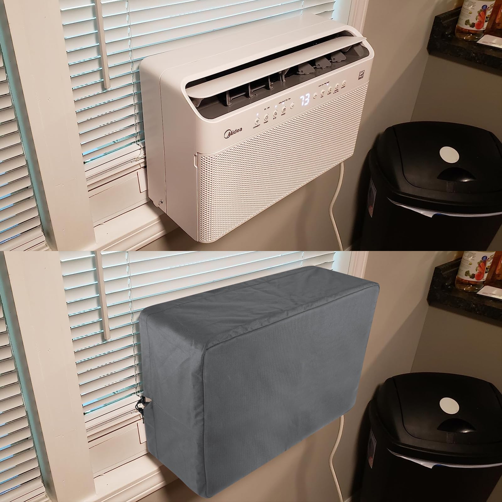 600D Outdoor Air Conditioner Covers And Indoor Air Conditioner Cover For U Shaped Window Air Conditioner Unit, With Adjustable H