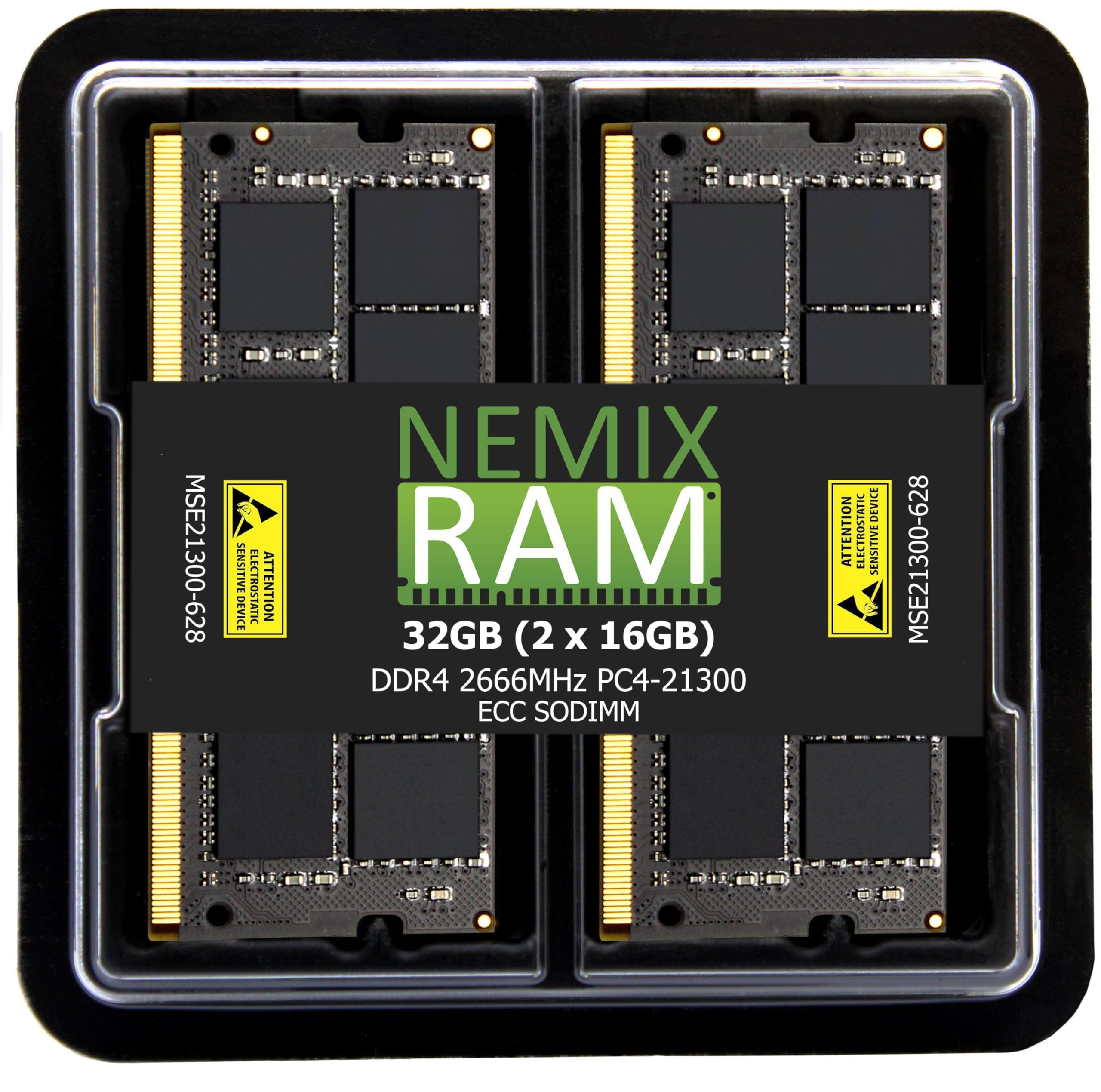 Nemix Ram 32Gb (2X16Gb) Ddr4 2666Mhz Pc4 21300 2Rx8 1.2V Cl19 260 Pin Ecc Unbuffered Sodimm Nas Memory Kit Compatible With Synology Diskstation Ds723+