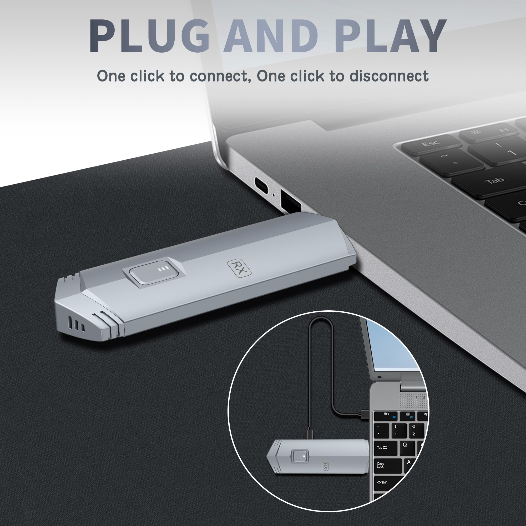 Wireless Hdmi Transmitter And Receiver, Hdmi Wireless Extender Portable 4K Wireless Hdmi Kit, Plug & Play, Support 2.4/5Ghz For