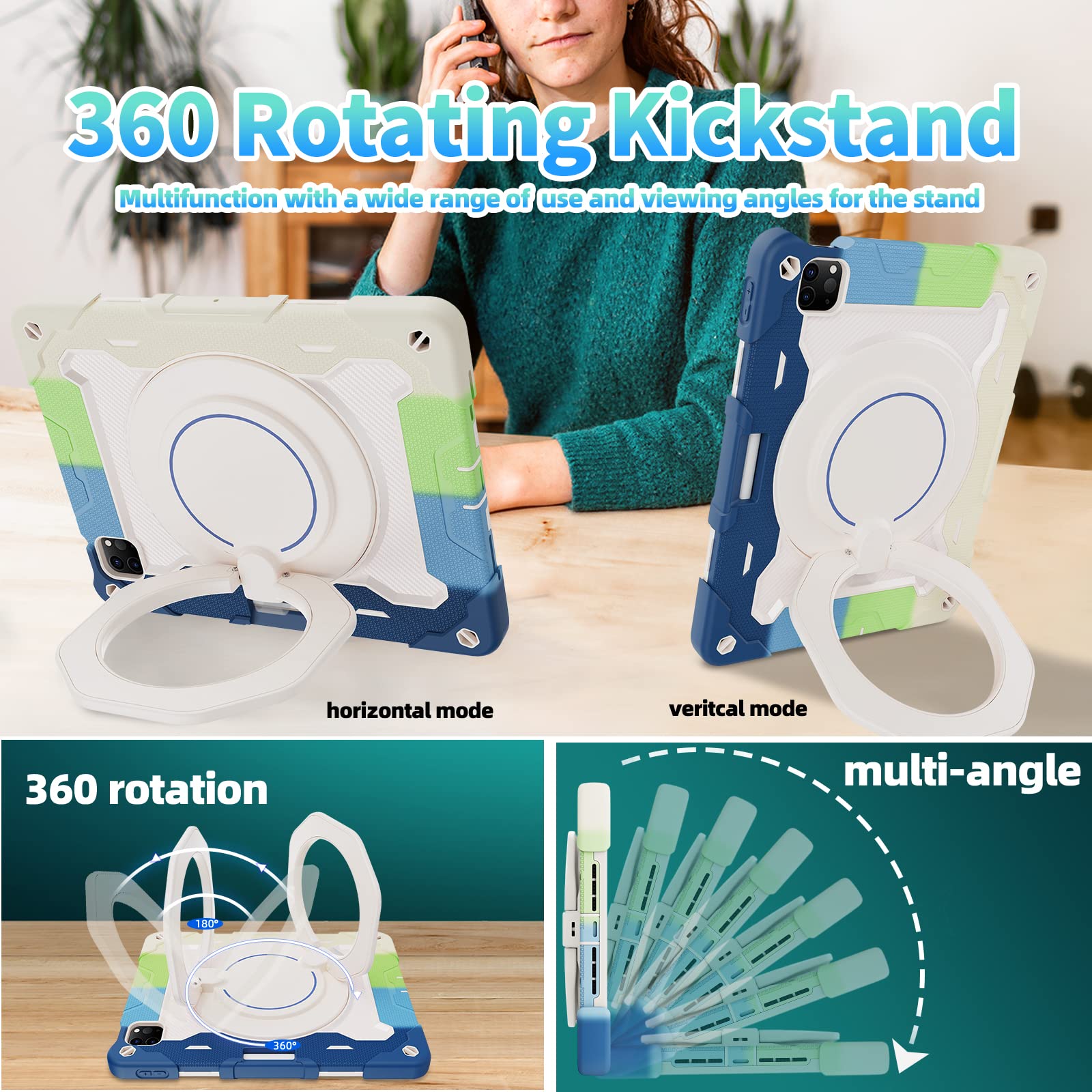 Roiskin For Ipad Air 5Th Generation Case 2022/ 4Th Gen 2020 10.9 In With Screen Protector For Kids[15Ft Drop Protection] Ipad Pr