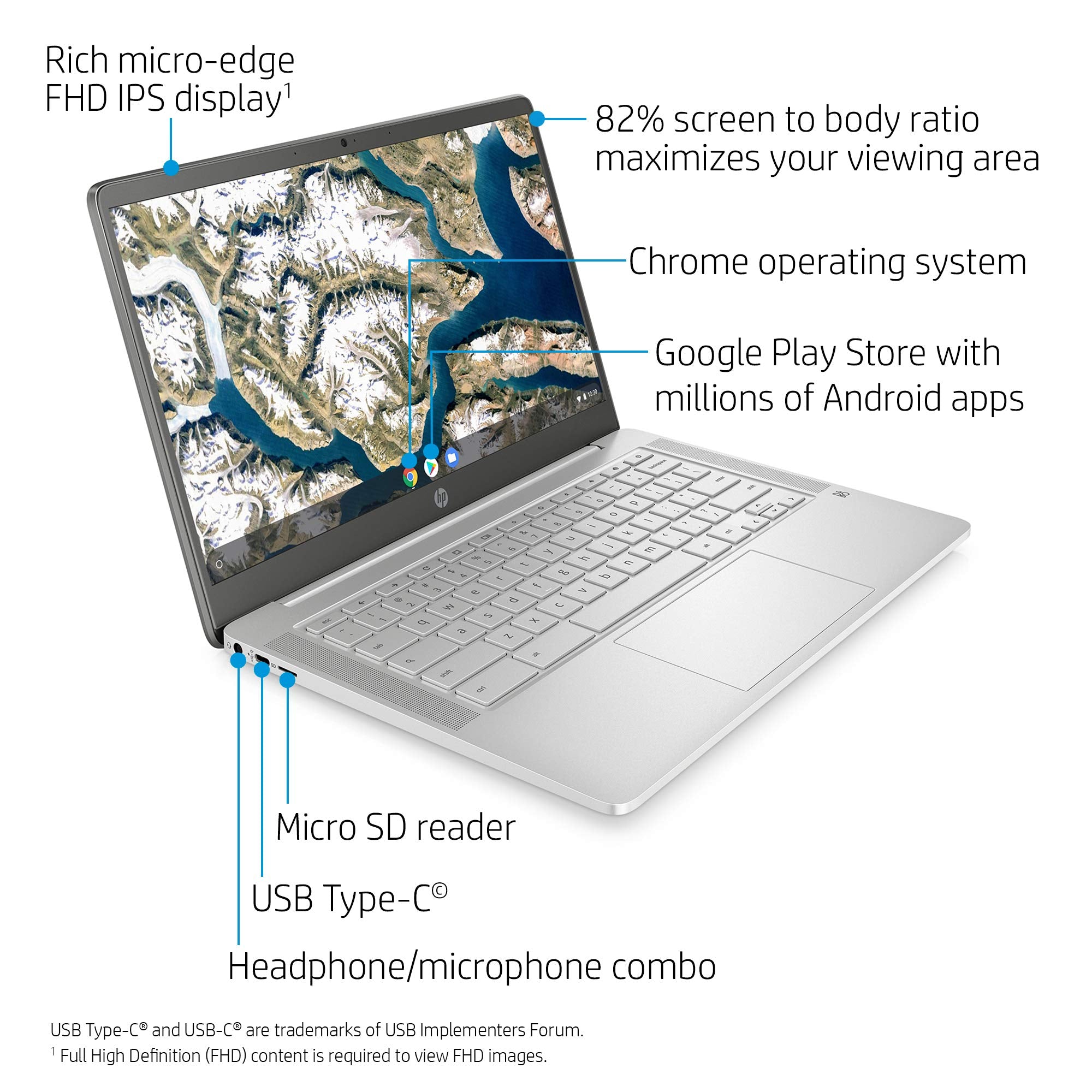 Hp Chromebook 14 Inch Fhd Laptop, Intel Celeron N4000, 4 Gb Ram, 32 Gb Emmc, Chrome (14A Na0060Nr, Ceramic White)