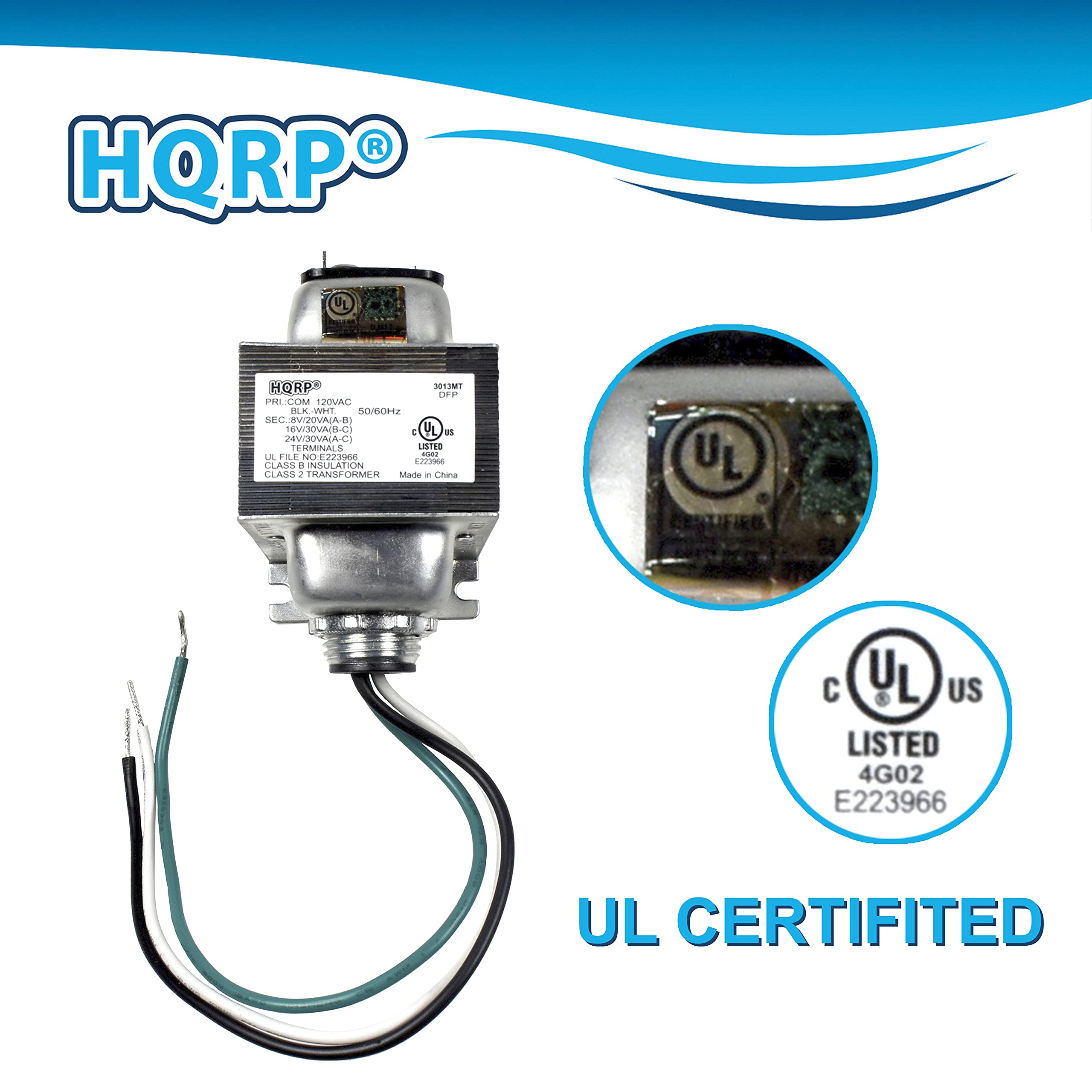 Hqrp Tri Volt (8V 20Va, 16V 30Va Or 24V 30Va) Transformer Compatible With Ring, Nest And Standard Doorbells Door Chime Power Sup