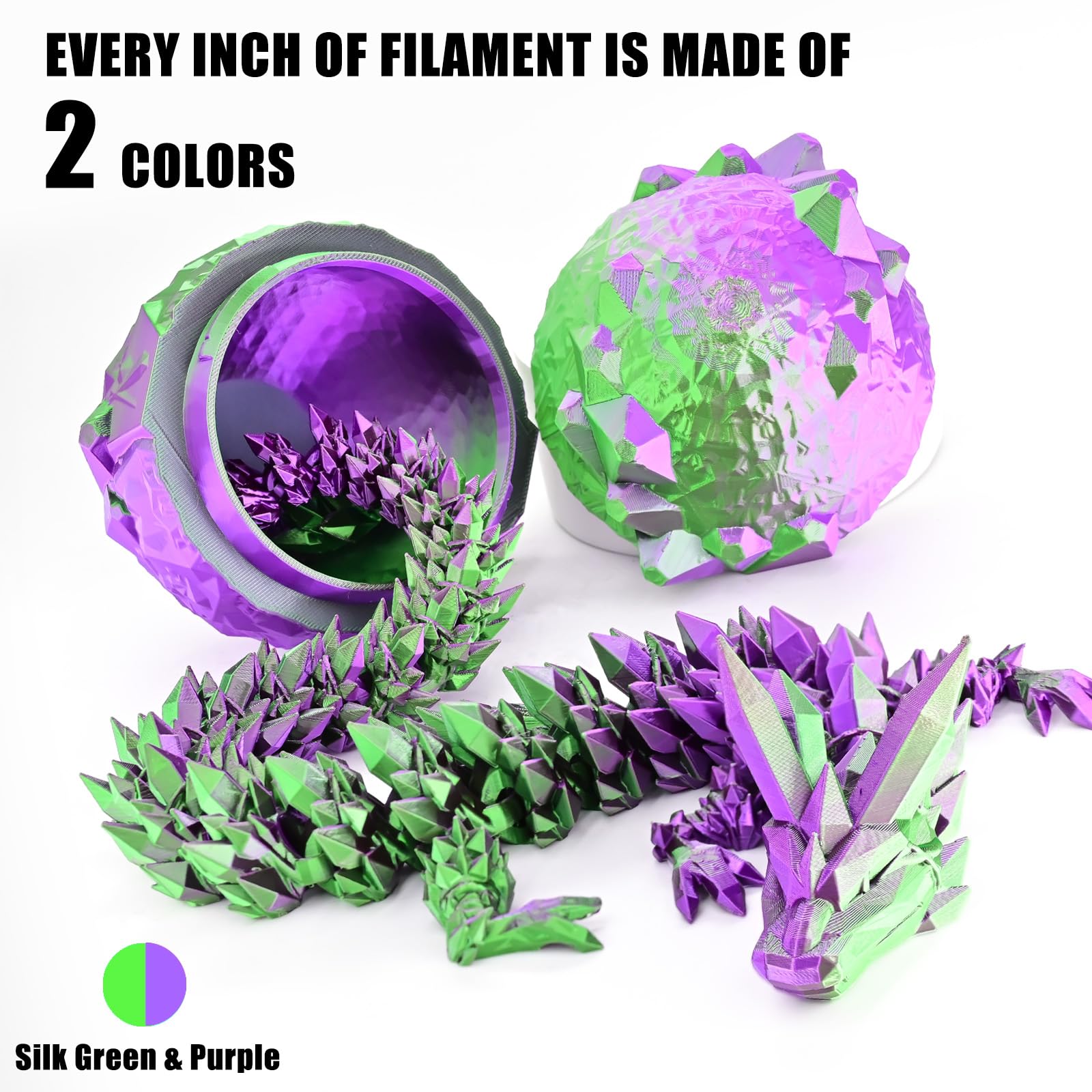 Ovv3D Pla Filament 1.75Mm, 3D Printer Filament Silk Pla Dual Color Pla Filament, Purple Green Pla Filament, Color Change Every I