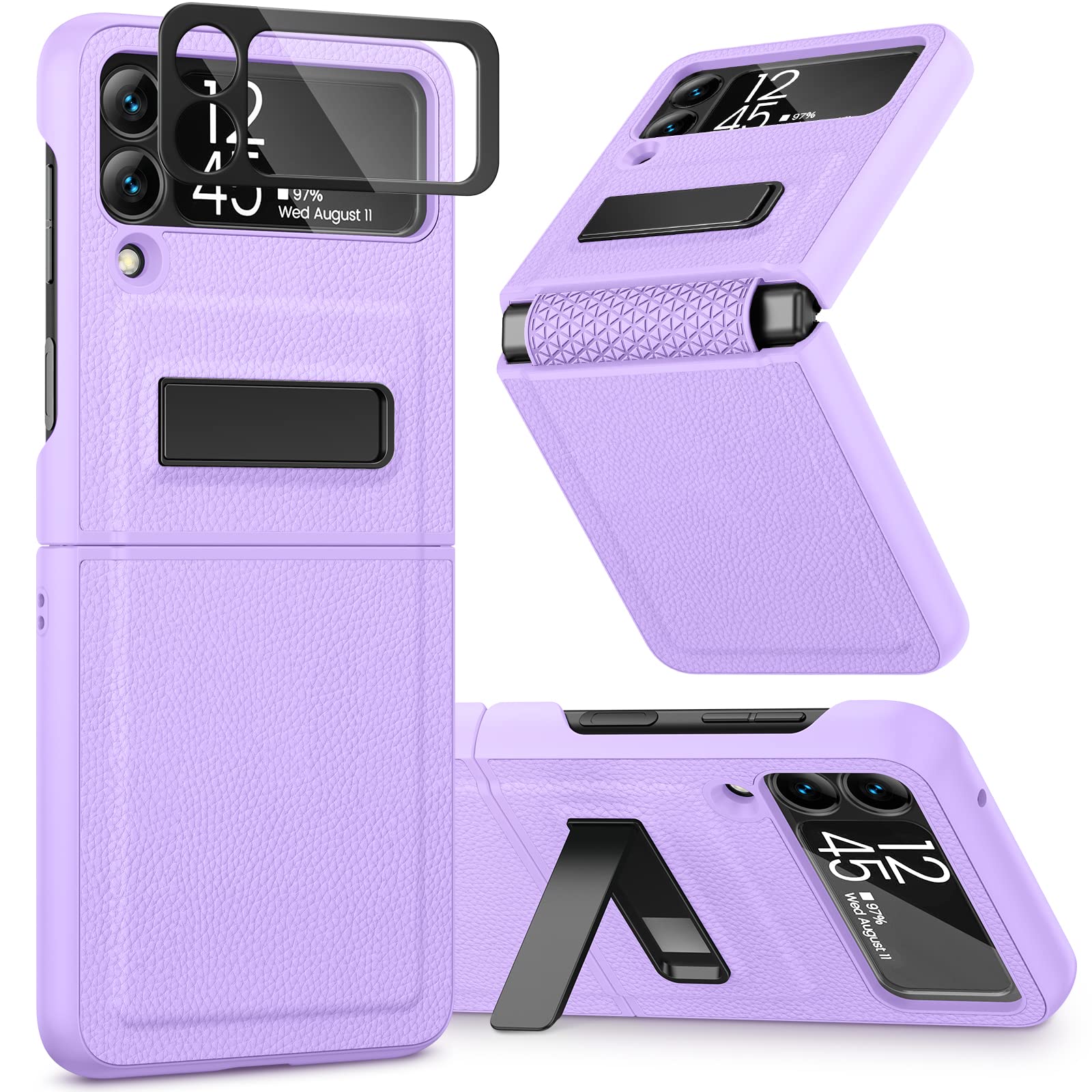 Caka Galaxy Z Flip 3 Case, Galaxy Z Flip 3 5G Case With Kickstand Hinge Protection Built In Lens Camera Protector For Women Girl