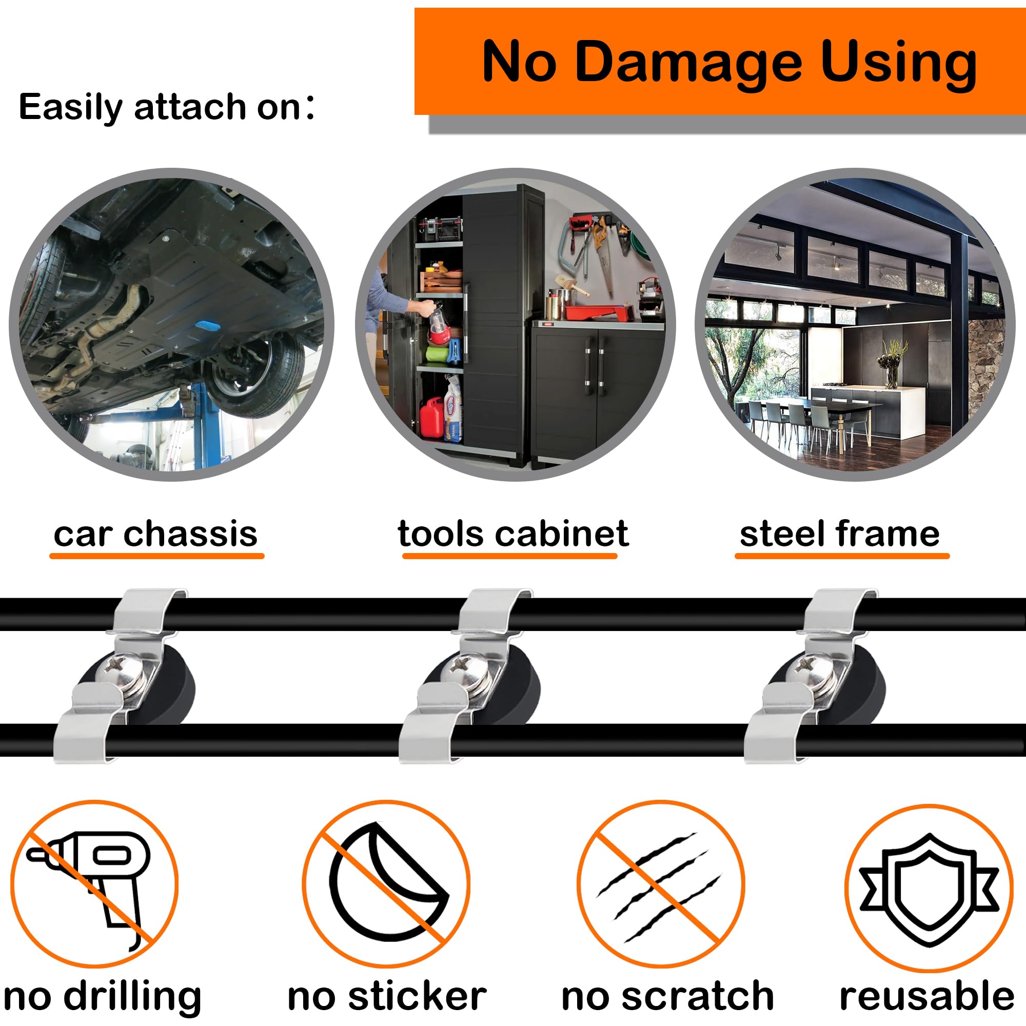 Sknooy Strong Magnetic Cables Clips, 8Pcs Heavy Duty Magnets Cord Clamps For Hanging Cables, Non Scratch Rubber Coated Magnetic