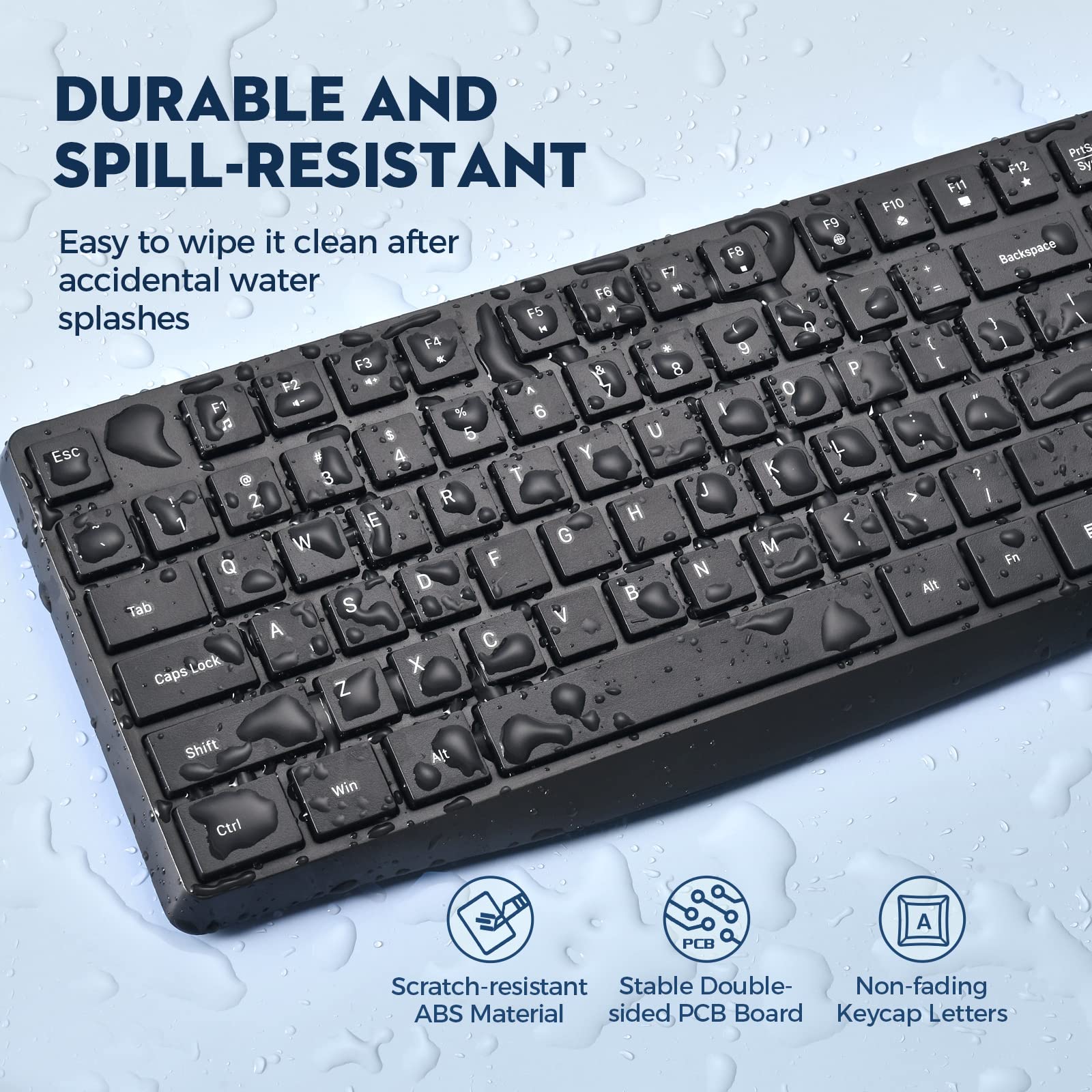 Wireless Keyboard And Mouse Combo, Colikes 2.4G Usb Cordless Mouse And Keyboard, 3 Level Dpi Slim Ergonomic Mouse, Responsive Pl