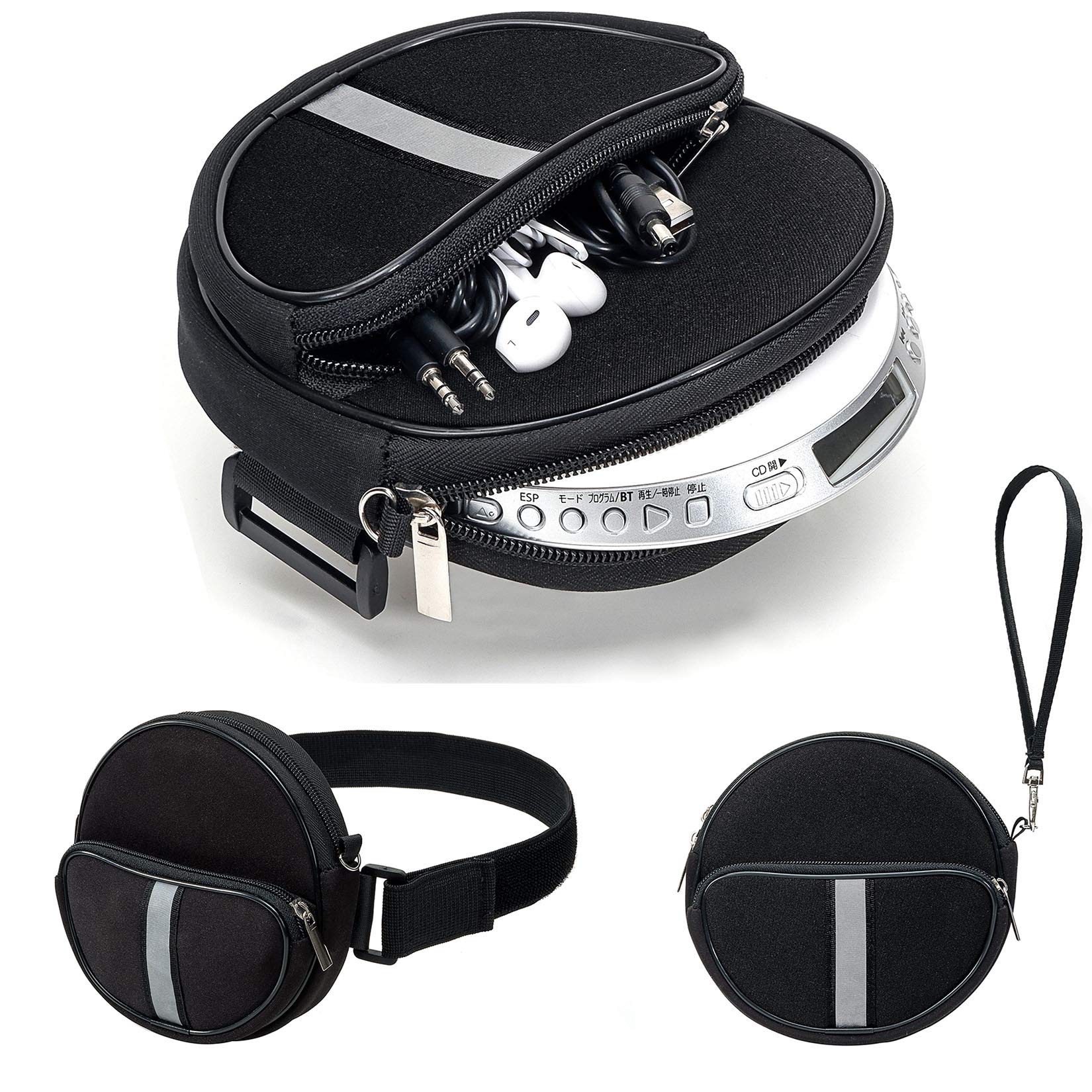Portable Cd Player Holder With Cd Case, Water Resistant Fanny Pack With Wrist Strap For Women & Men (6.5Inch).