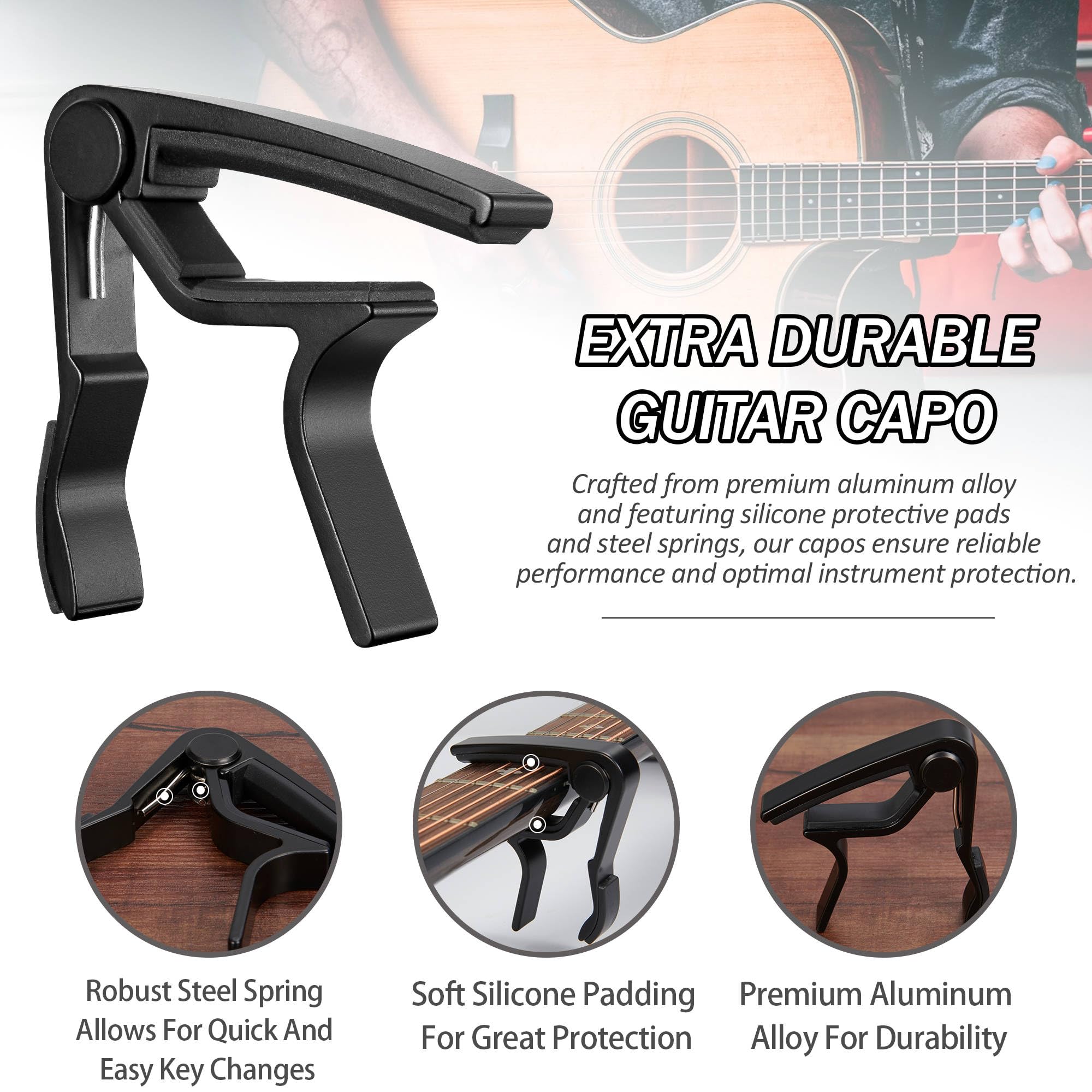 Capo,Guitar Capo For Acoustic Electric Guitar (8 Pack Black)