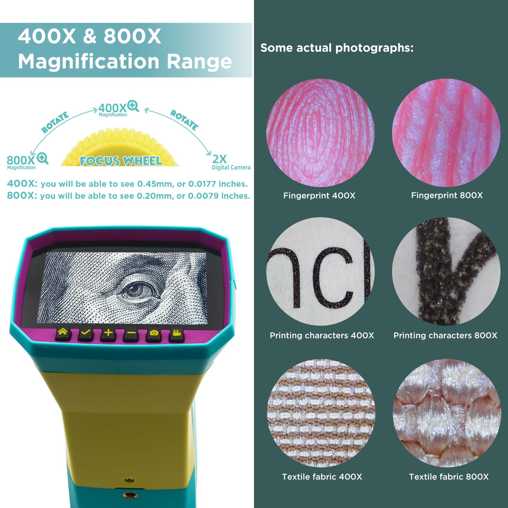 Sheawasy Kids Digital Microscope, 3 Inch Ips Screen, 800X Magnification, Lightweight & Portable, 32Gb Inlcuded, Handheld