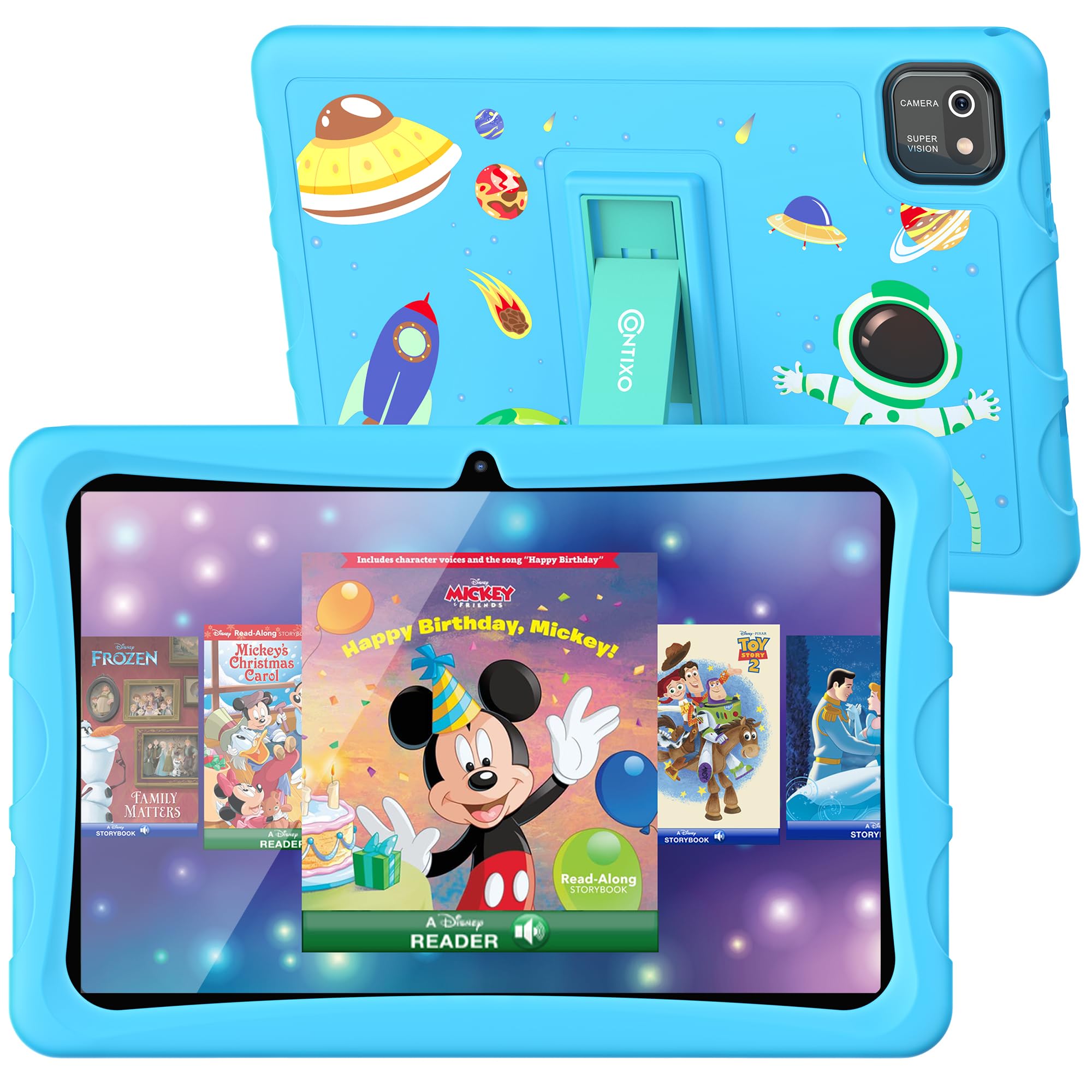 Contixo K103 Kids Tablet   Tablet For Kids Toddler With 80 Disney Storybooks Pre Installed, 10 Inch, 32Gb, Android Wifi, Parental Control, Learning Tablet For Children, Kid Proof Case (Blue)
