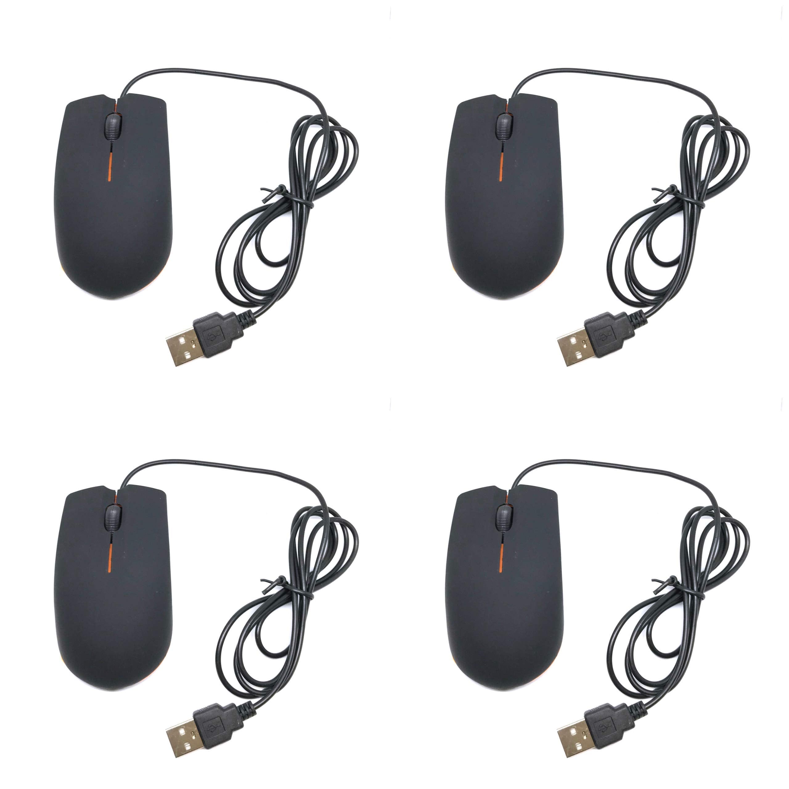 Tfd Supplies   Wired 3 Button Optical Computer Mouse   4 Pack   Bulk Computer Mice