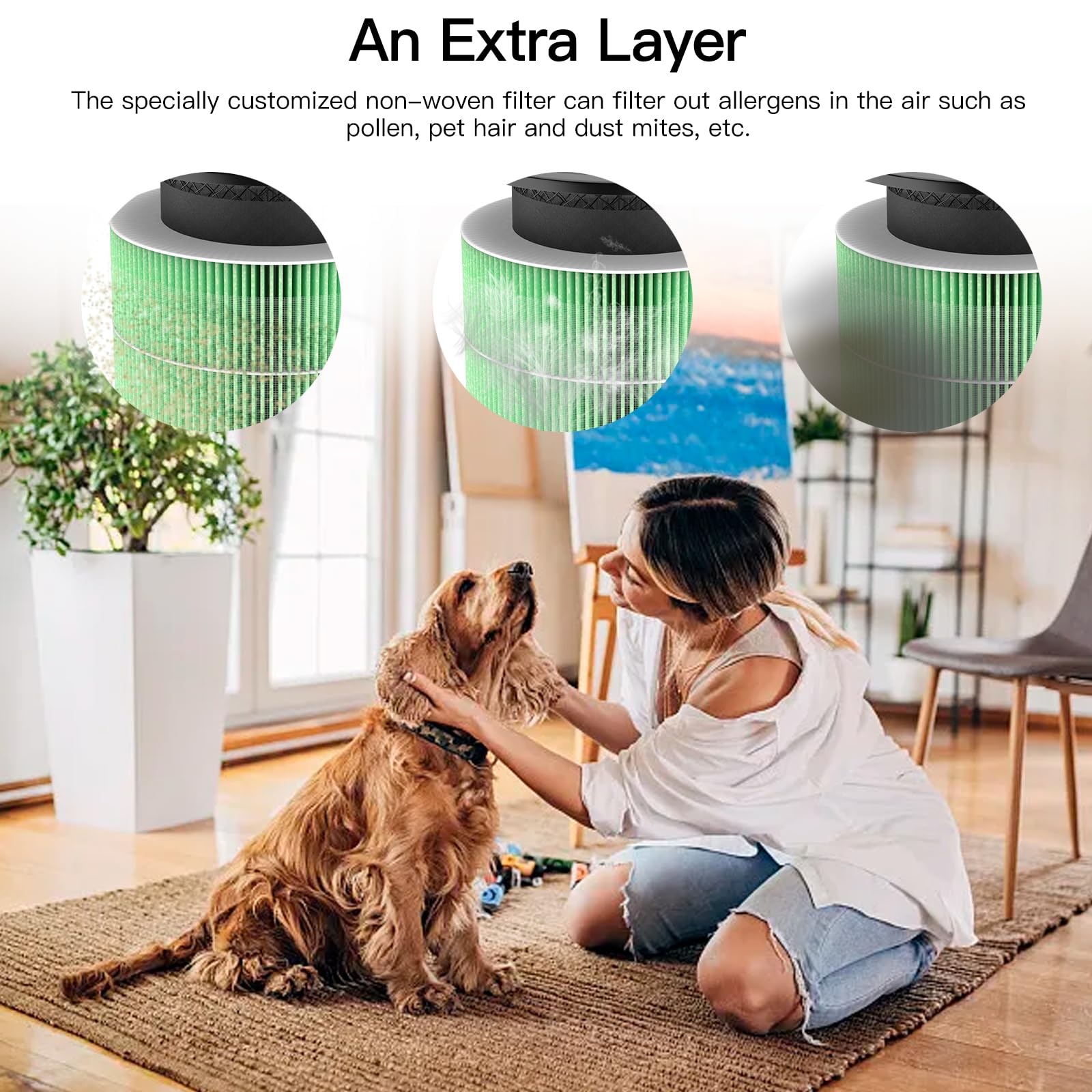 Air Purifier Ap0601 Toxin Absorber Replacement Filters, 5 In 1 High Efficiency Hepa Filter, 2 Pack, Green