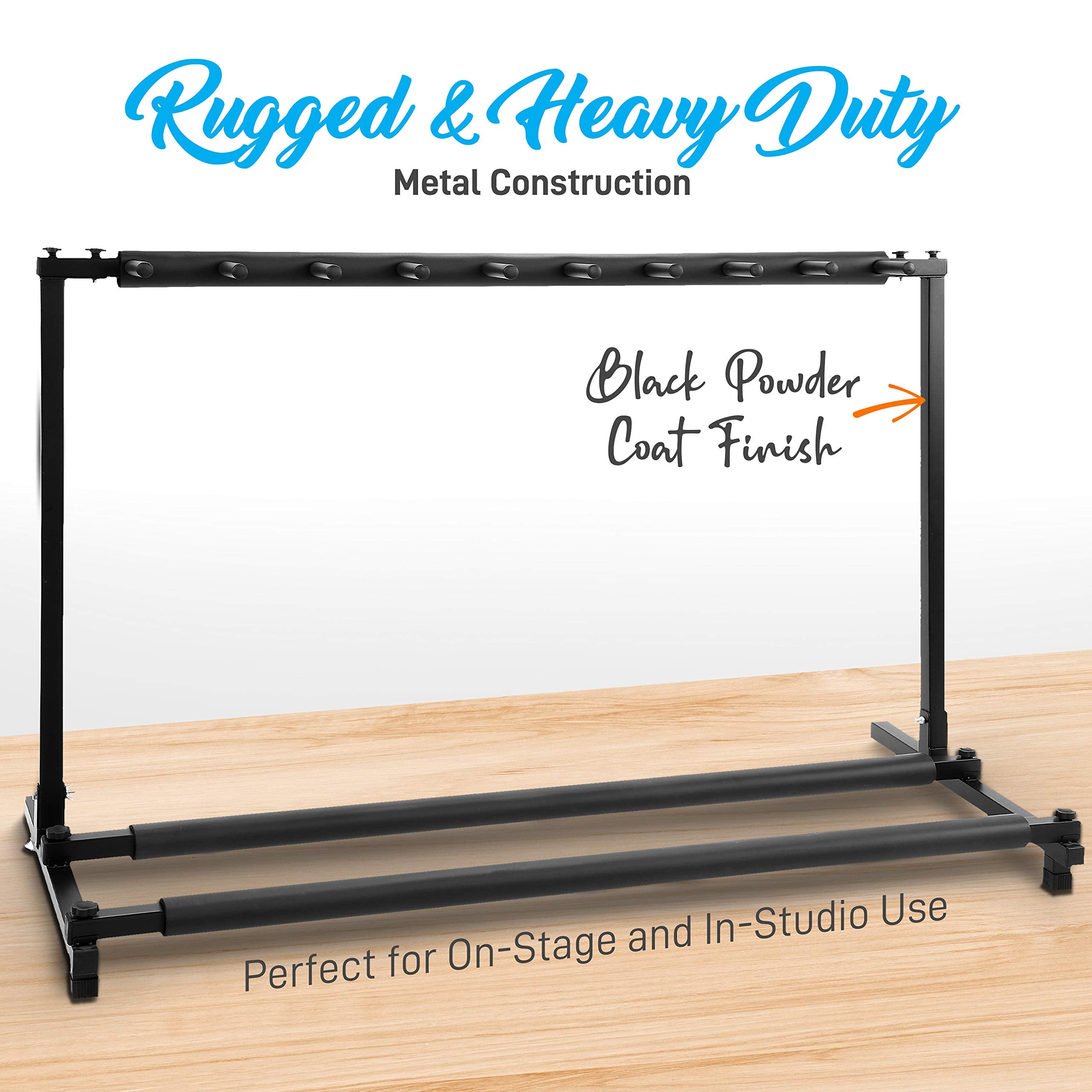 Pyle 9 Space Foldable Universal Multi Guitar Stand   Guitar Stand Portable Collapsible Instrument Floor Guitar Rack Holder W/ Fo