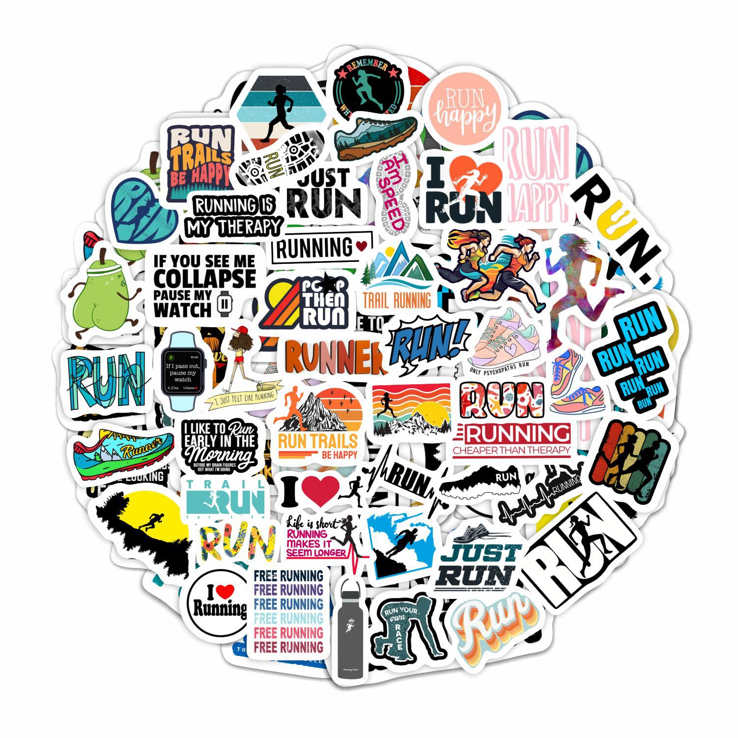 Running Stickers For Water Bottles, Run Stickers And Decals, Runner Stickers   Running Themed Party Decorations, Gifts For Marat