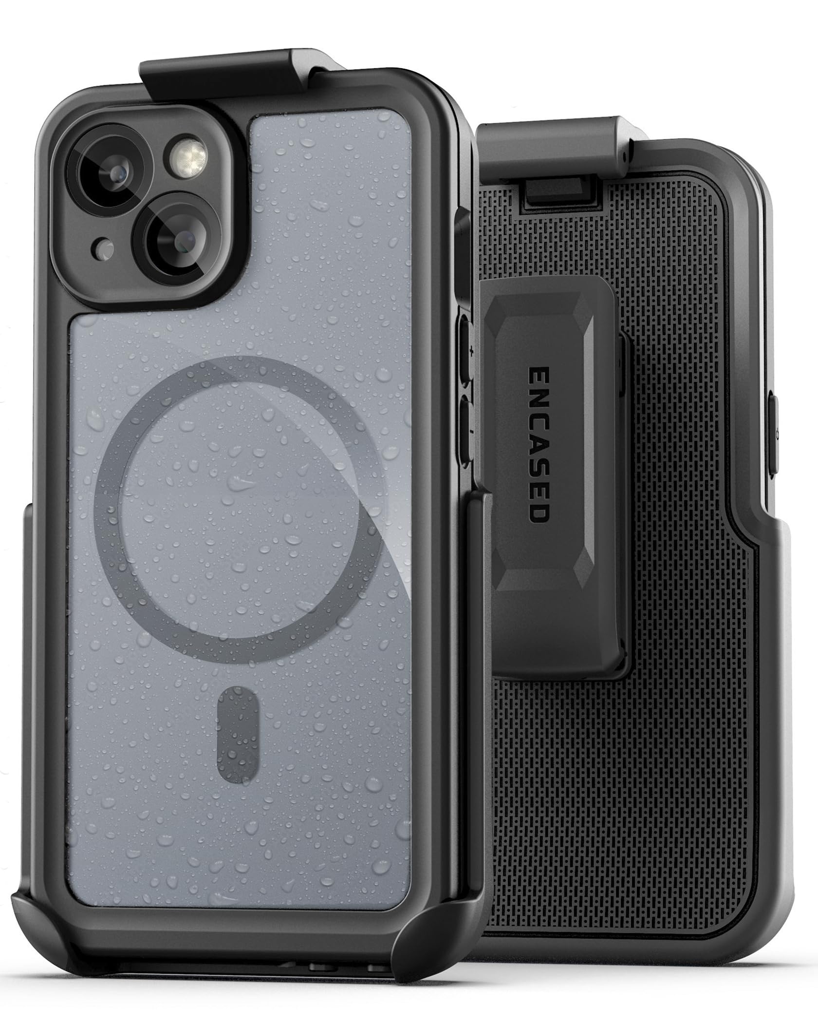 Encased Titan Designed for iPhone 15 Waterproof Case with Belt Clip (Compatible with MagSafe) Full Body Protective Phone Case wi