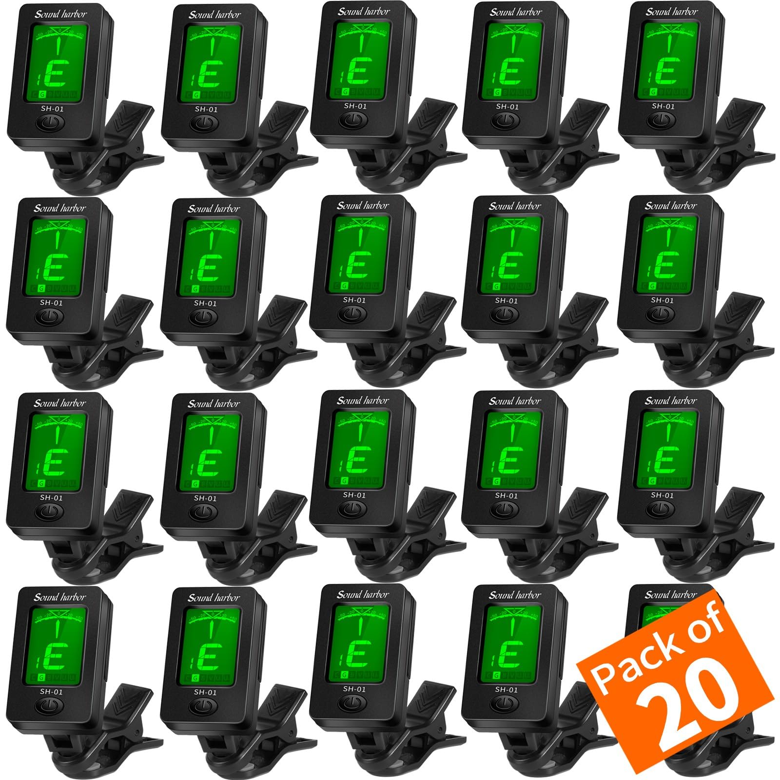 Guitar Tuner Clip On Ukulele Tuner 20 Pack for All Instruments Guitar Bass Ukulele Violin banjo Tuner