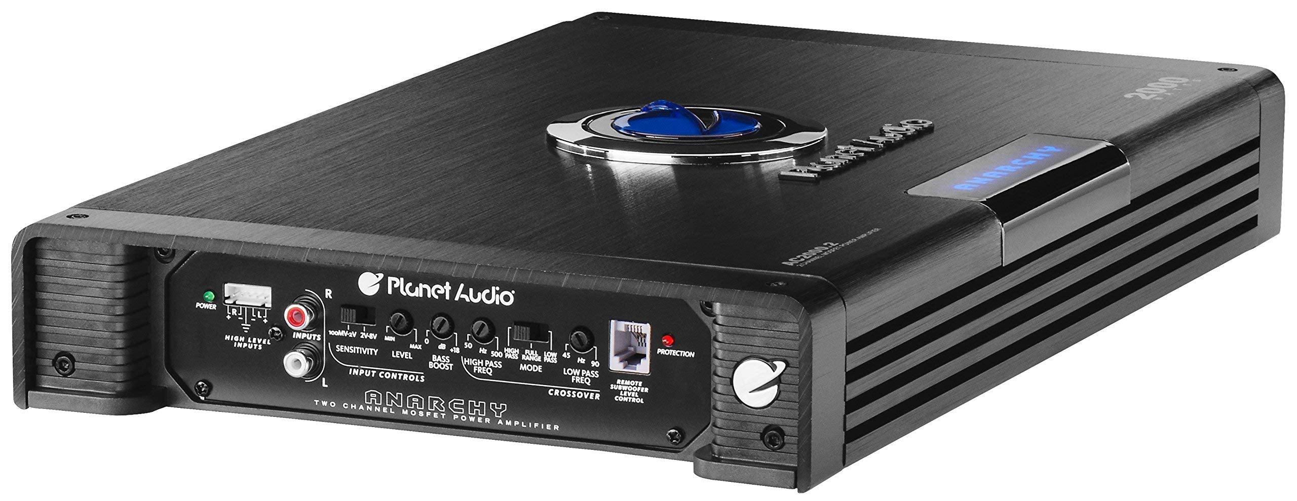 Planet Audio AC2000.2 2 Channel Car Amplifier - 2000W, MOSFET, Black, High/Low Inputs, Subwoofer Compatible