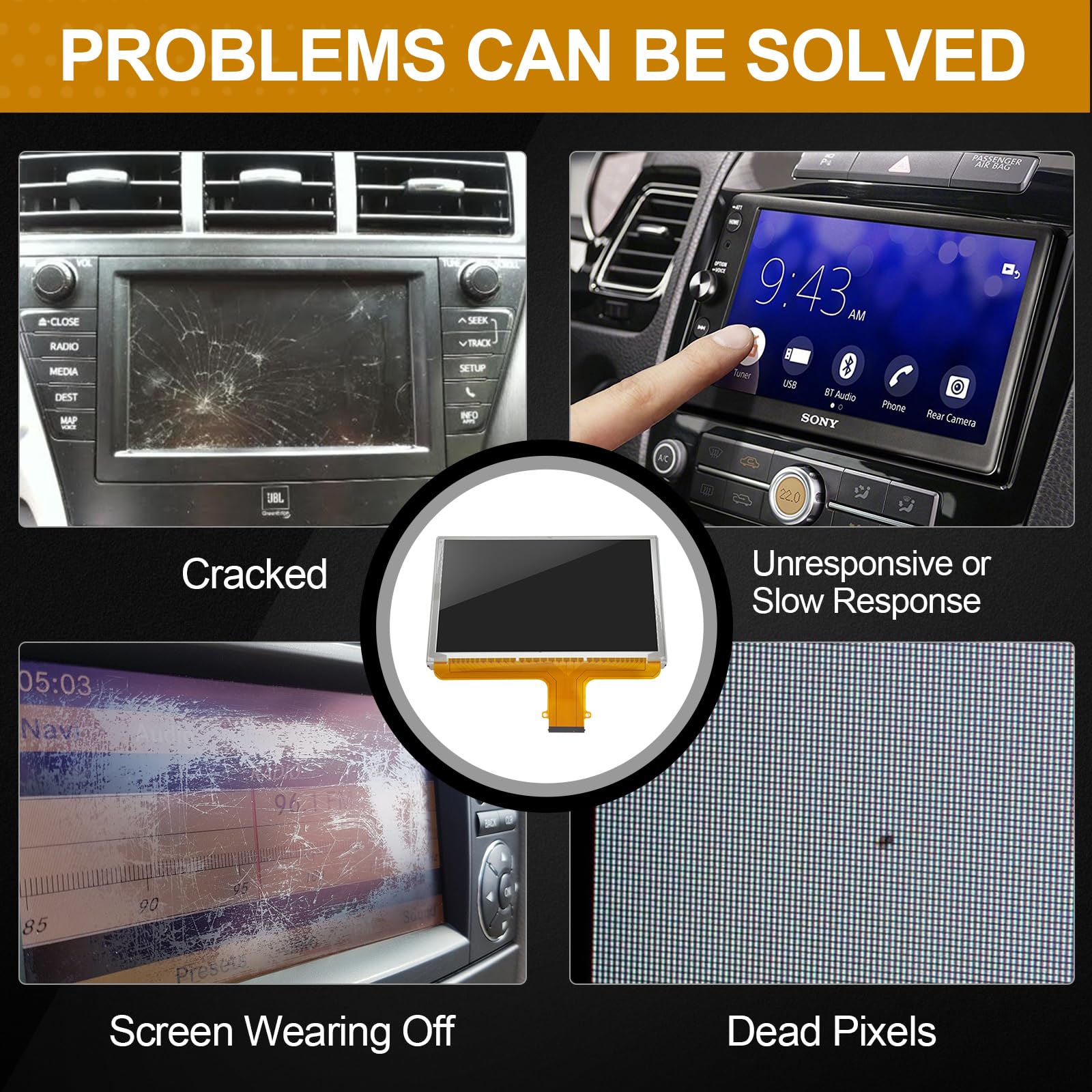 Autobaba 8'' 55 Pin Lcd Monitor Touch Screen Dj080Pa 01A Compatible With 2015 2018 Chevy Silverado Suburban Tahoe Colorado Gmc C