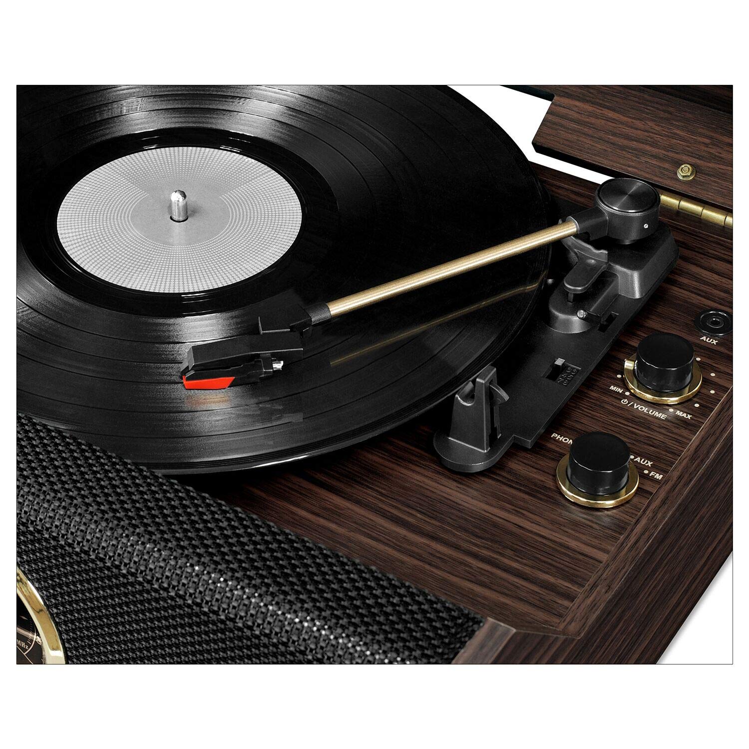 Victrola'S 4 In 1 Highland Bluetooth Record Player With 3 Speed Turntable With Fm Radio, Espresso (Vta 330B Esp)